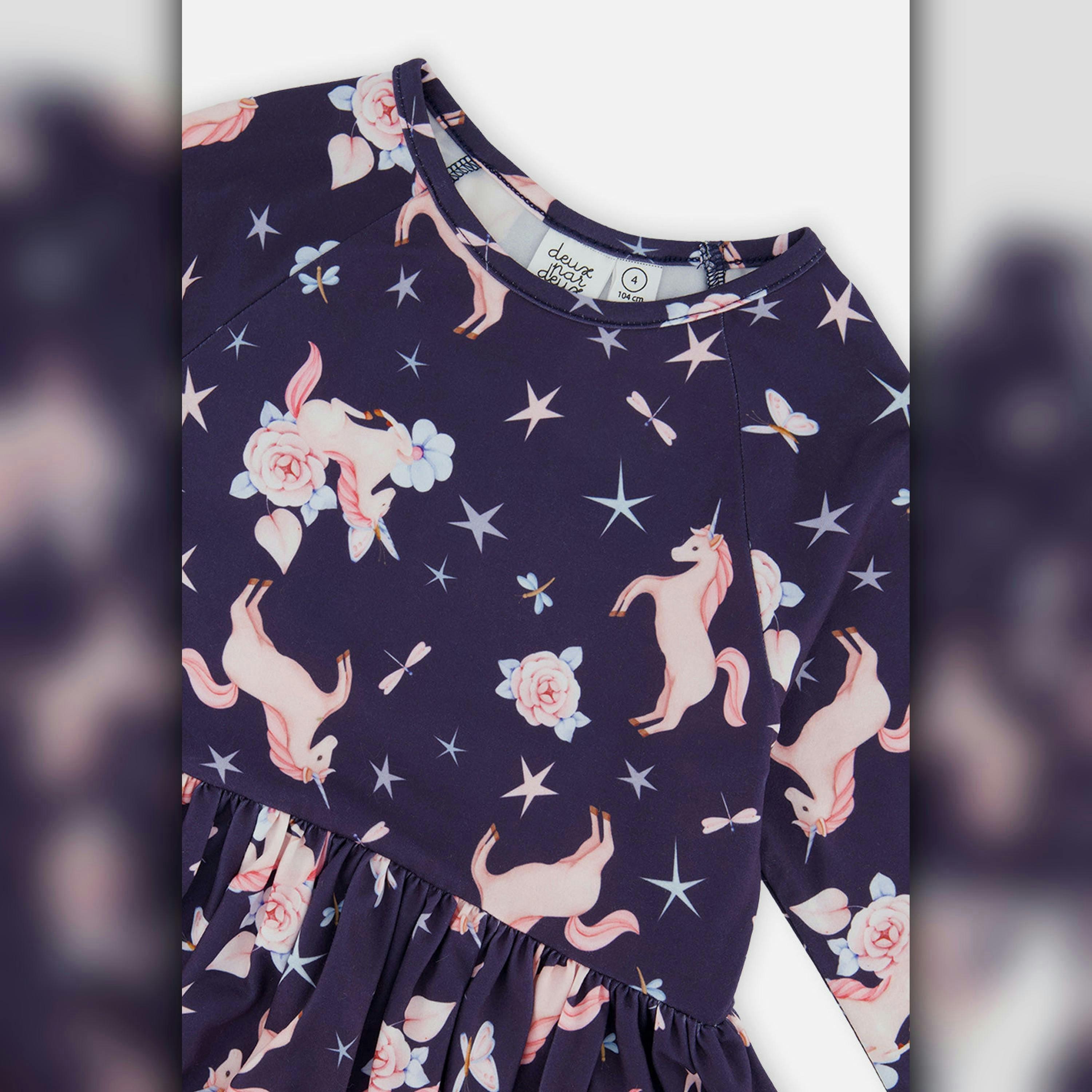 Long Sleeve Dress Navy Unicorn Print , view 5 of 5