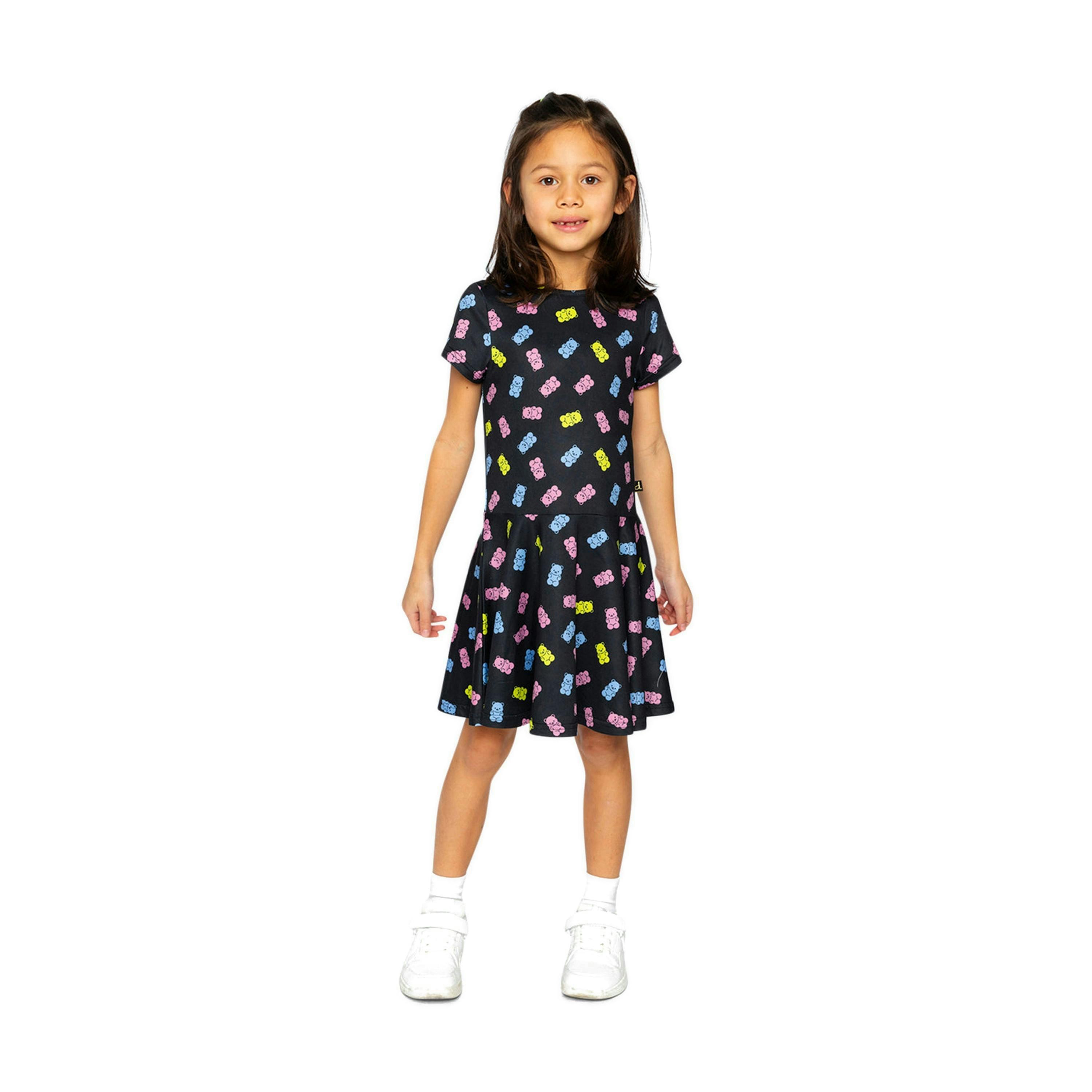 Short Sleeve Dress Black Printed Gummy Bears , view 2 of 4