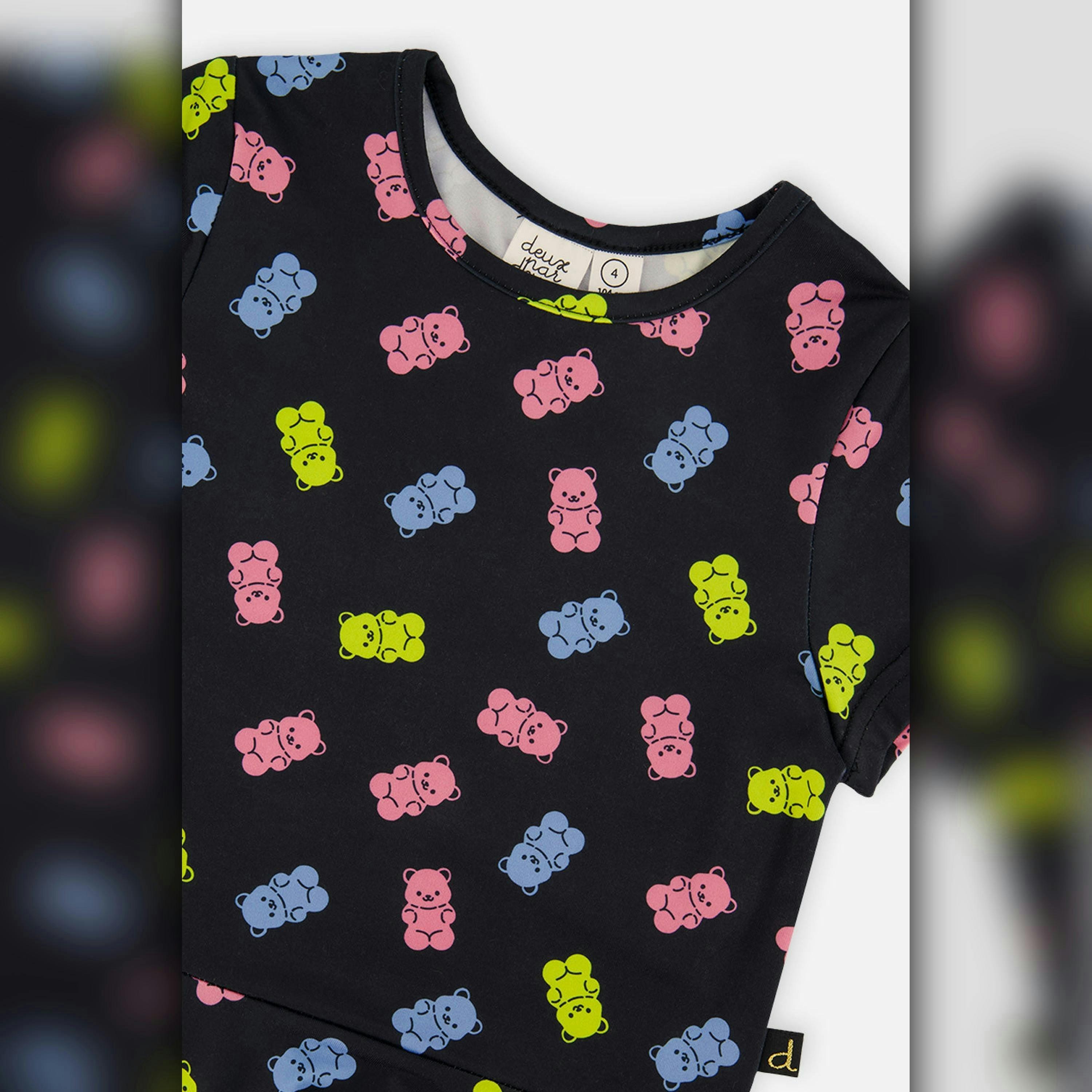 Short Sleeve Dress Black Printed Gummy Bears , view 4 of 4