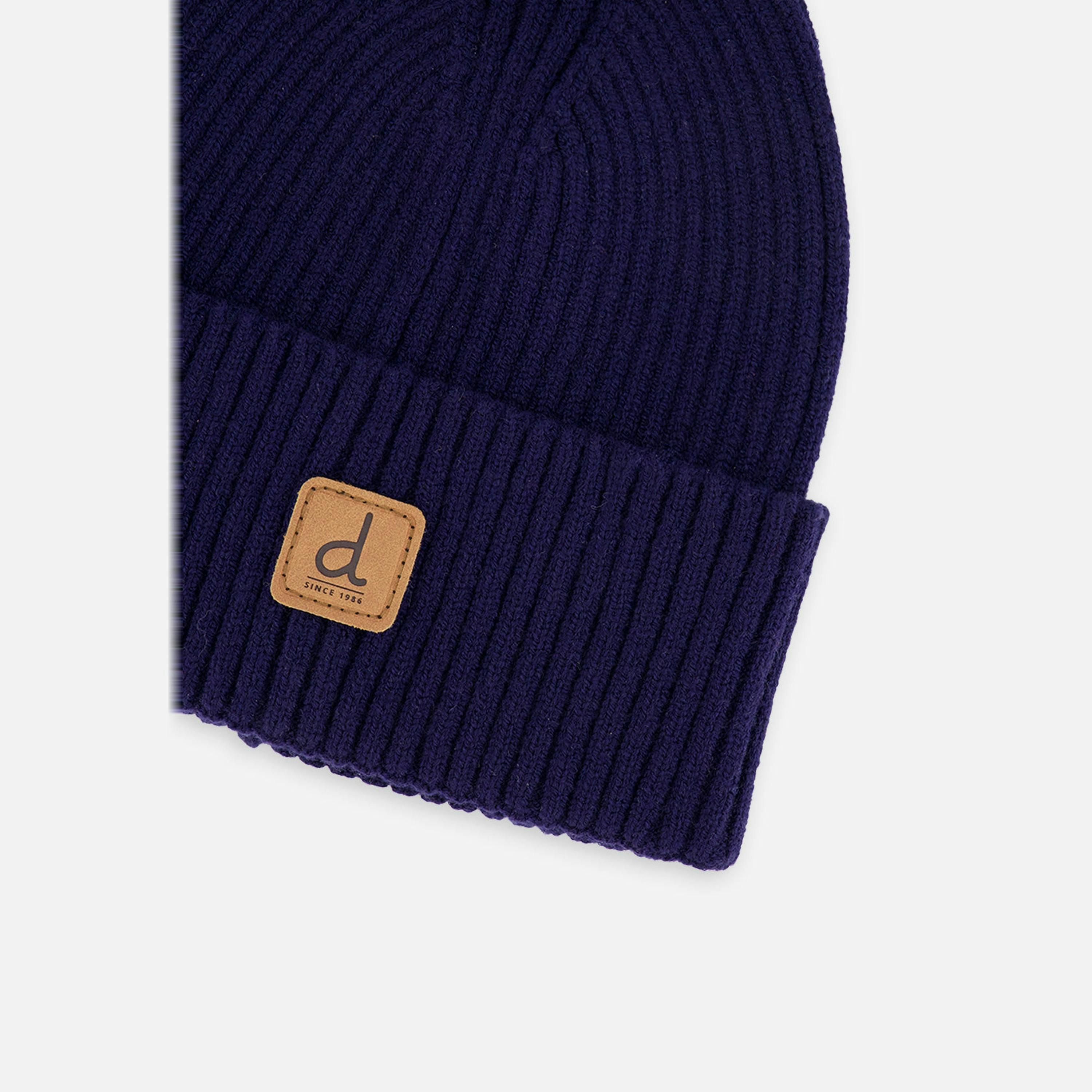 Ribbed Knit Hat Navy Blue , view 2 of 2