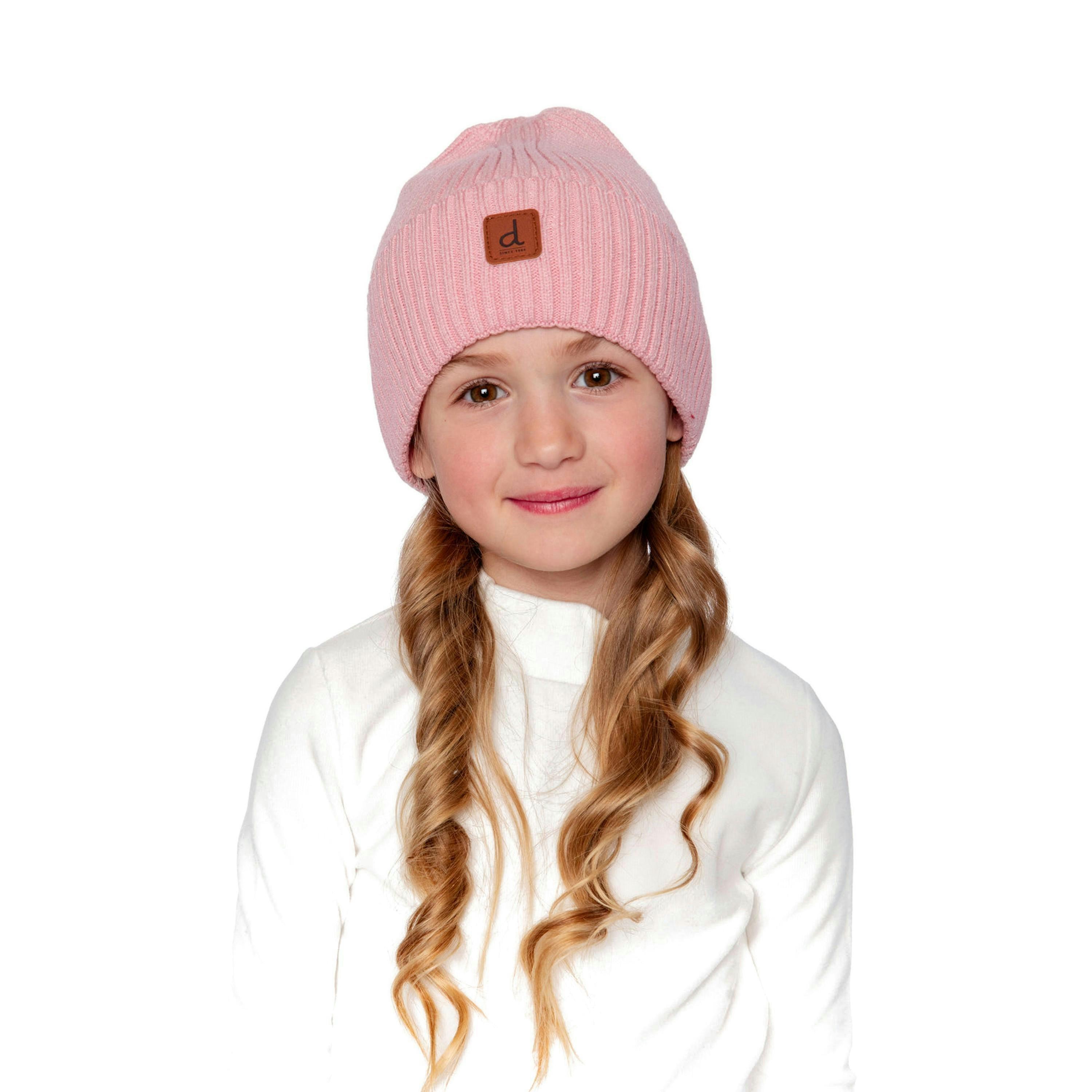 Ribbed Knit Hat Pale Dusty Pink , view 2 of 3
