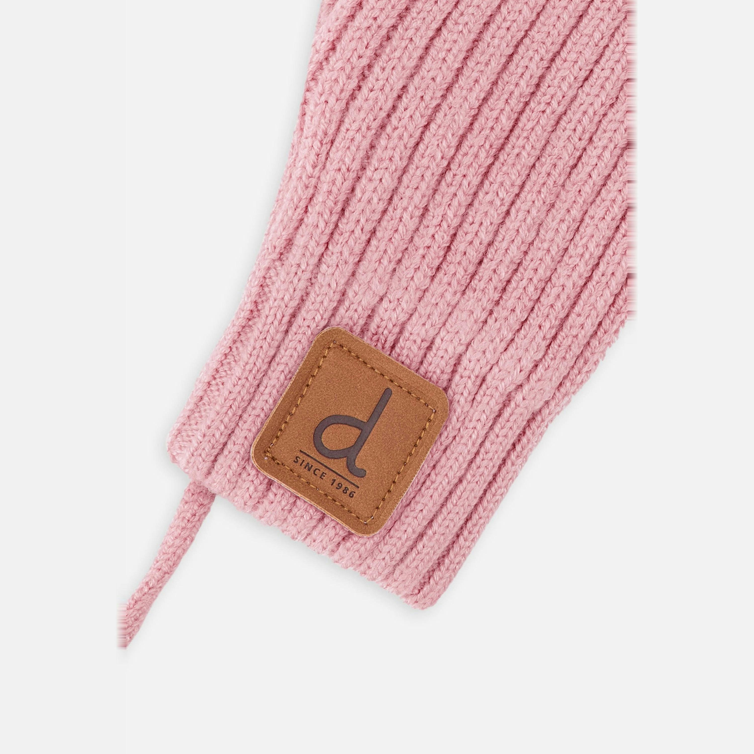 Baby Knit Mittens With String Pale Dusty Pink , view 2 of 2