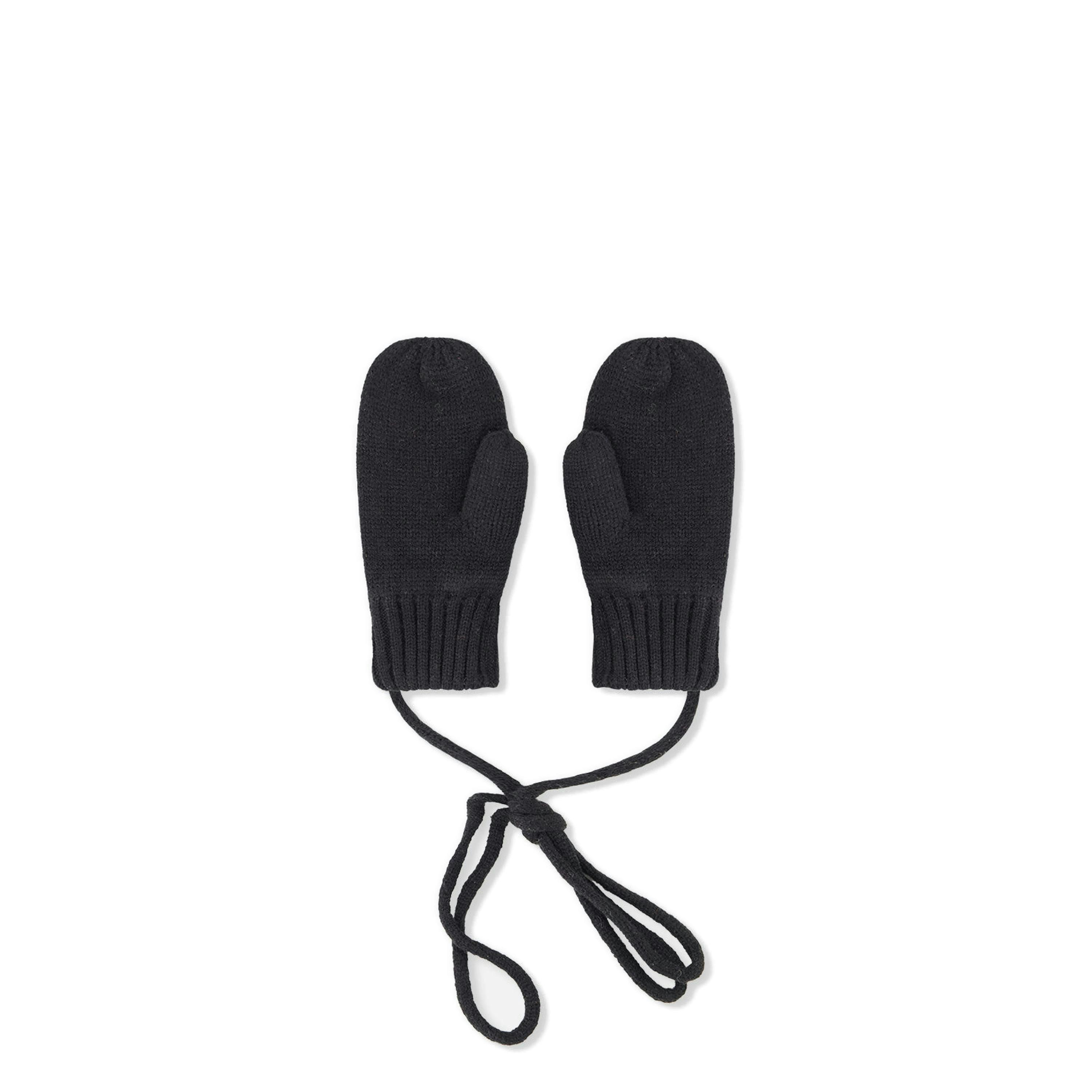 Baby Knit Mittens With String Black , view 2 of 3