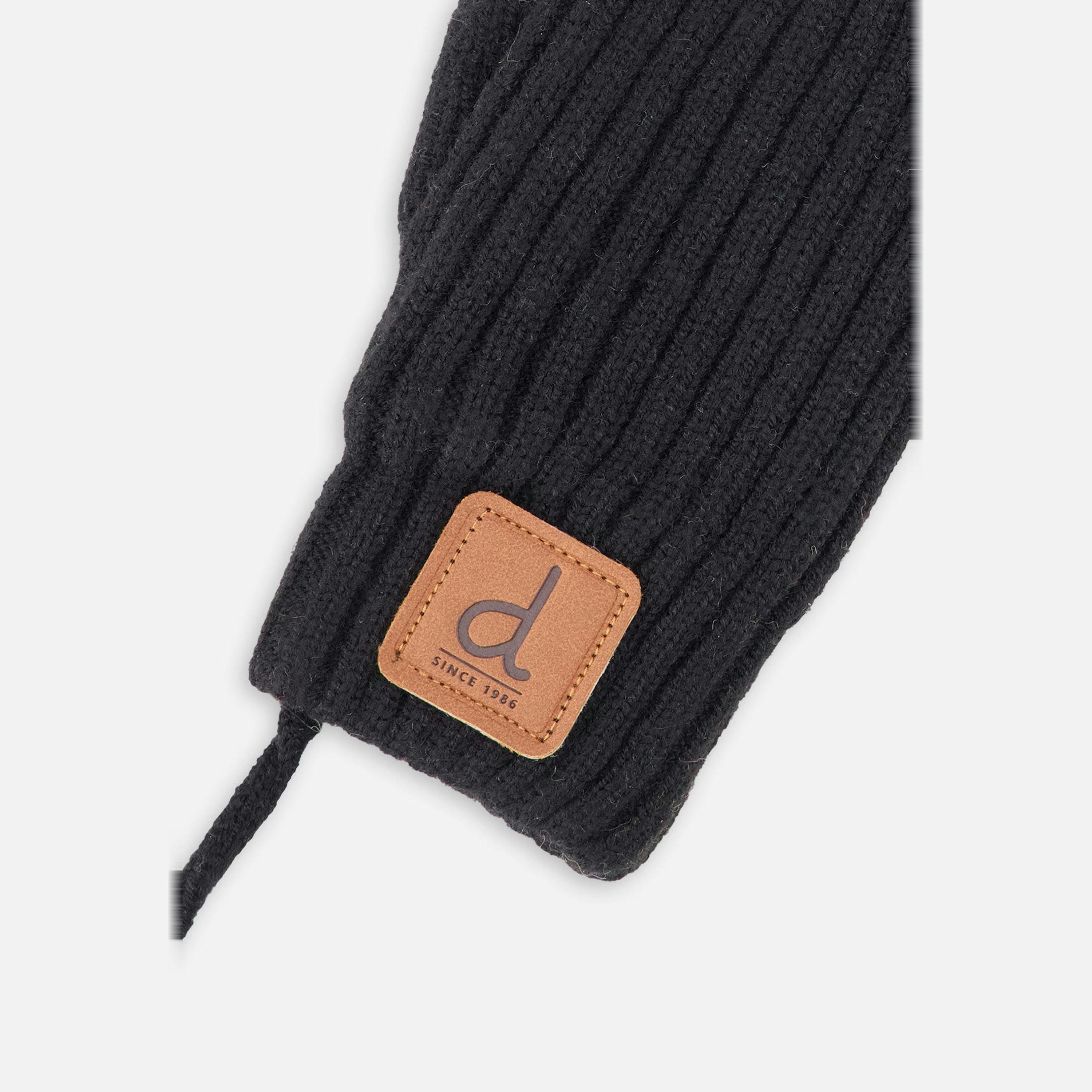 Baby Knit Mittens With String Black , view 3 of 3