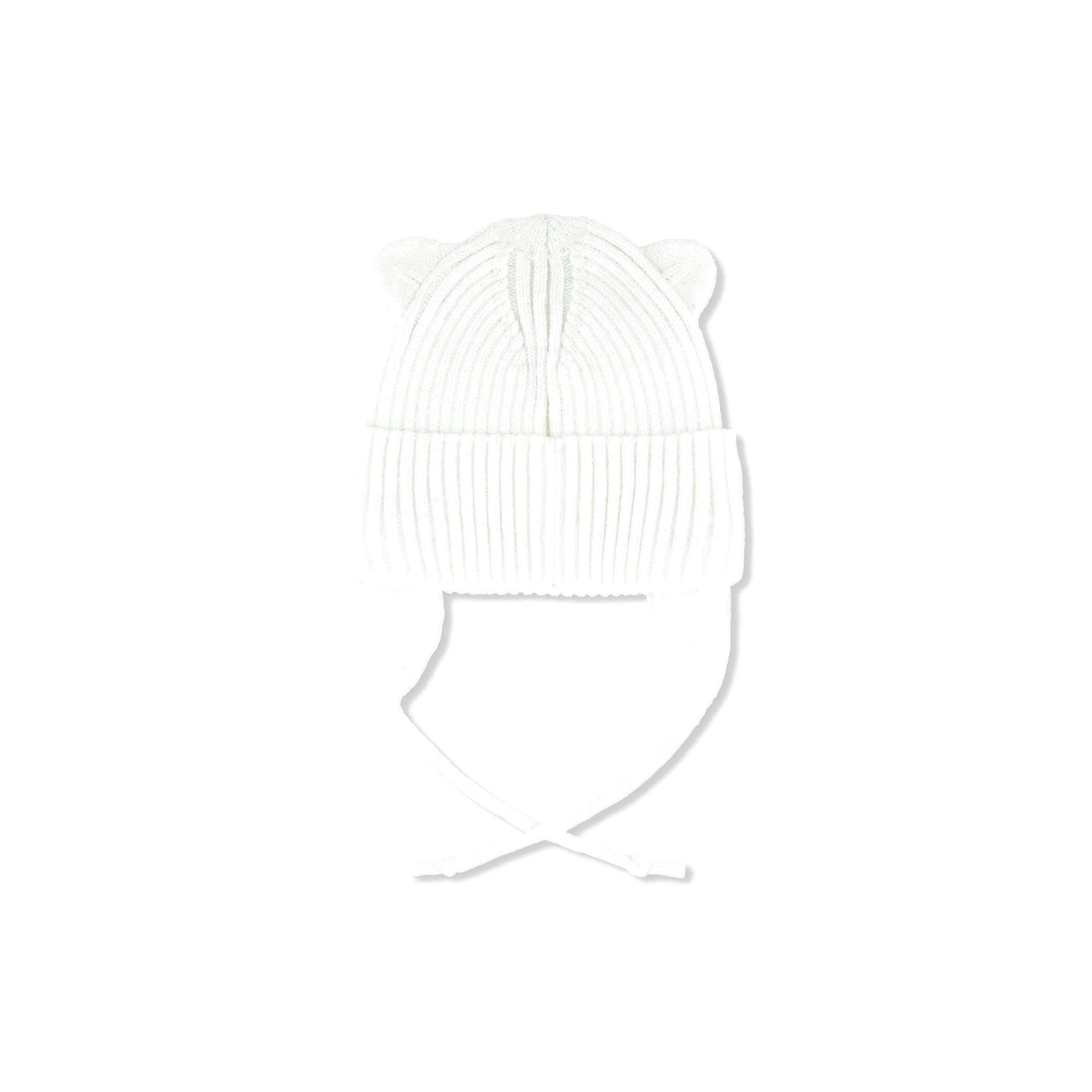 Baby Knit Hat With Strings Off-White , view 2 of 3