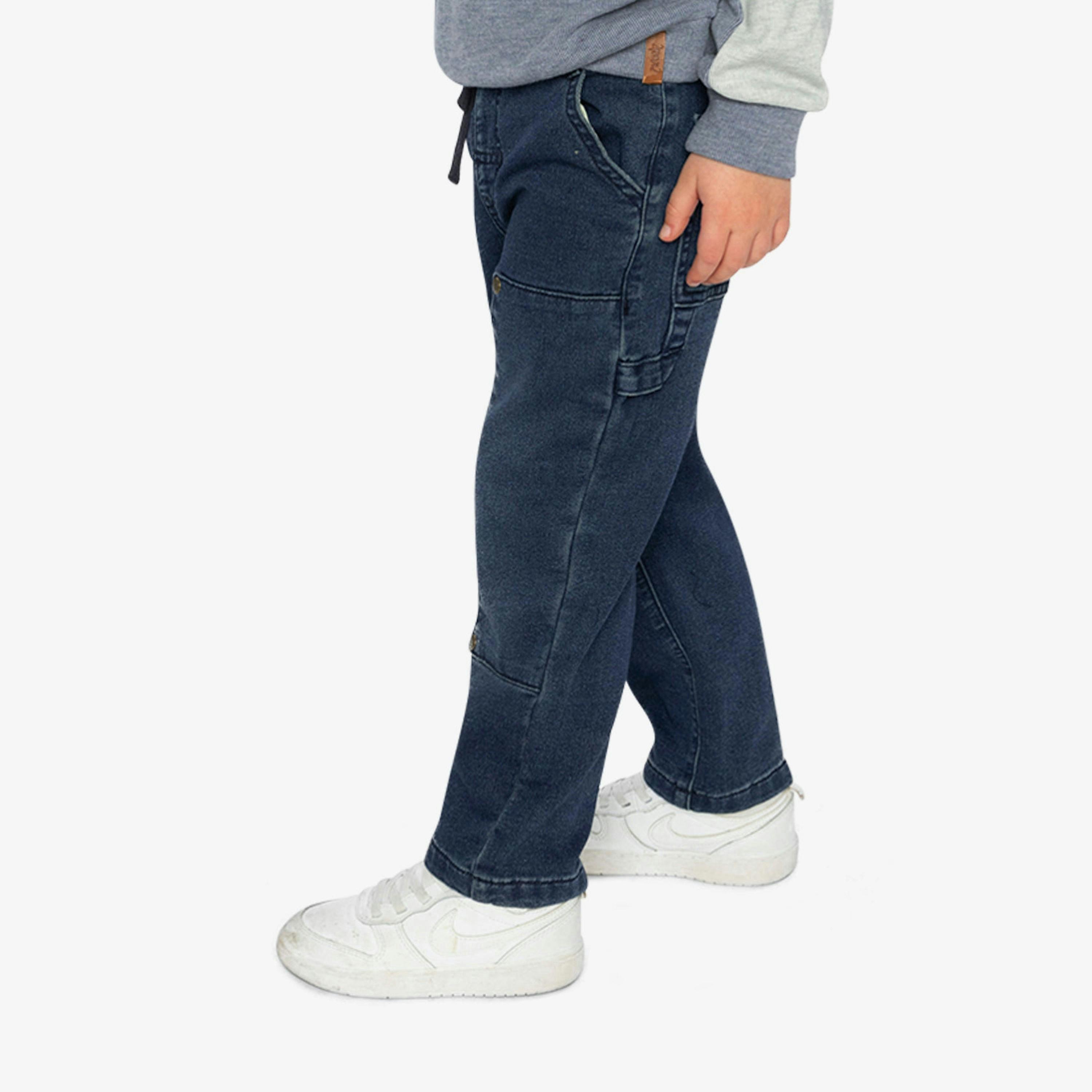 French Terry Denim Pants Navy Blue , view 3 of 6