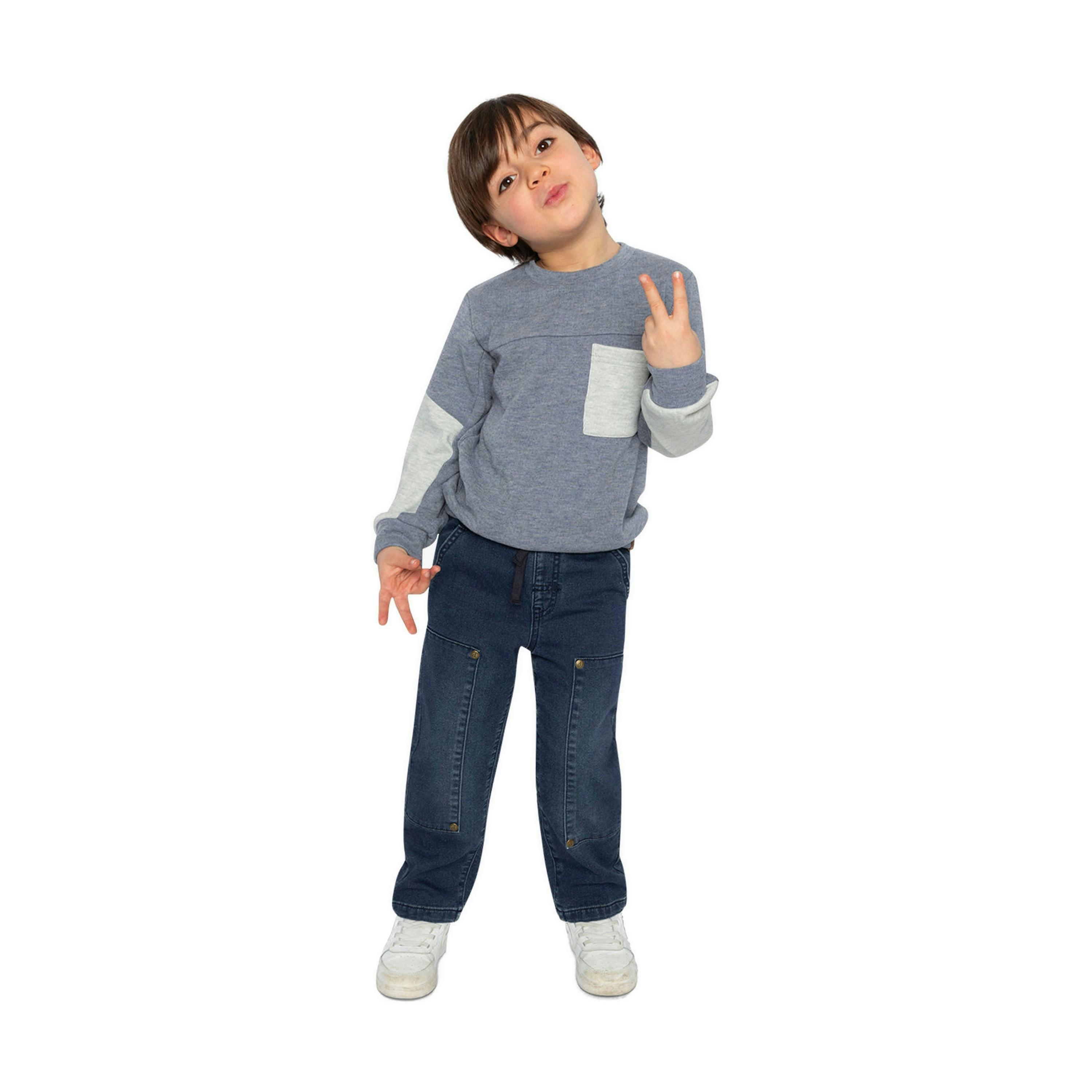 French Terry Denim Pants Navy Blue , view 5 of 6