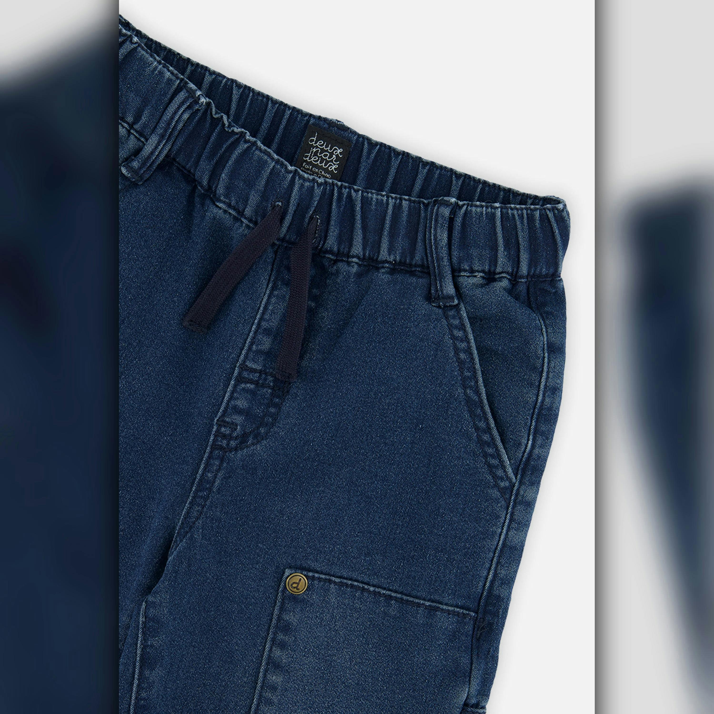 French Terry Denim Pants Navy Blue , view 6 of 6