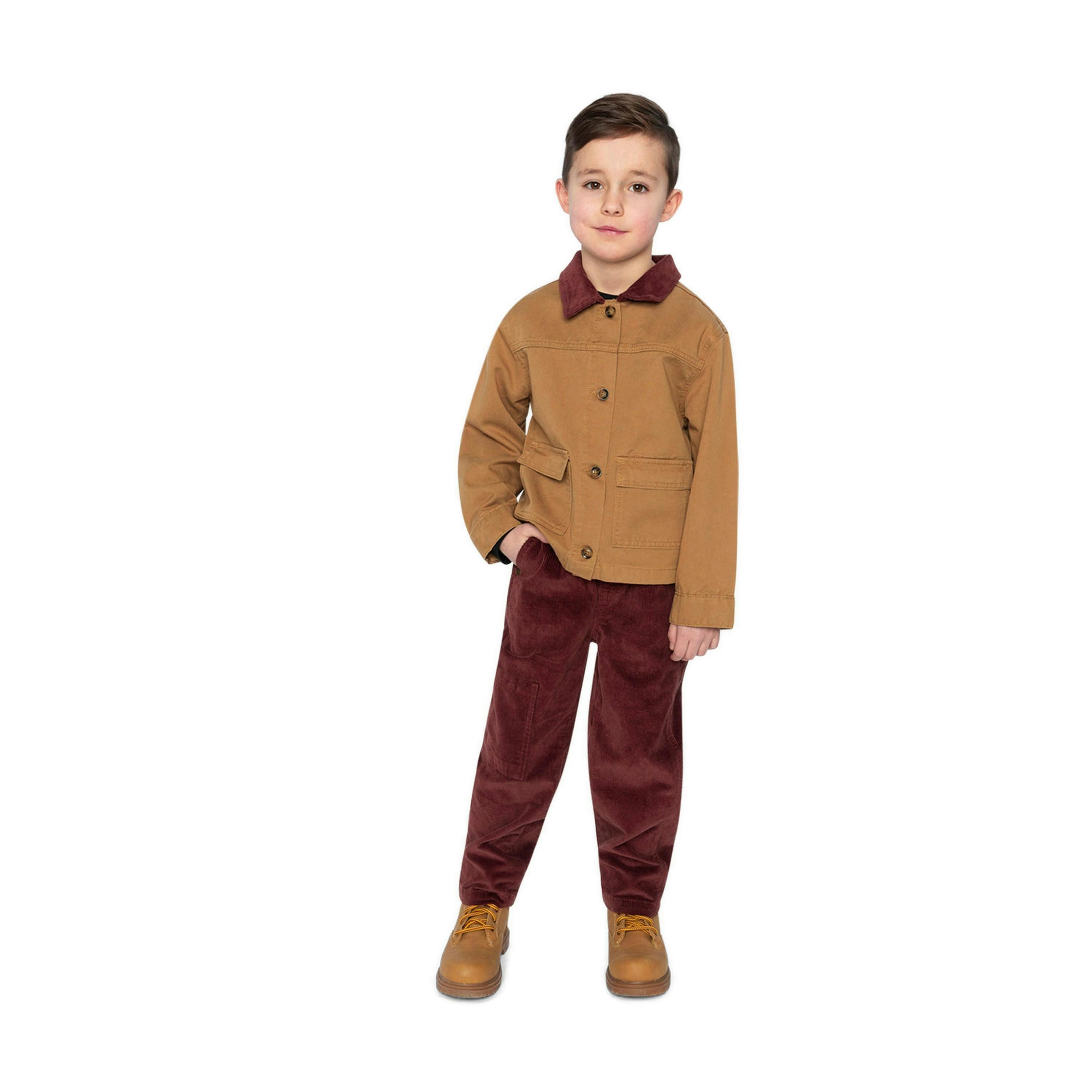 Stretch Corduroy Pants With Cargo Pocket Reddish-Brown , view 5 of 6