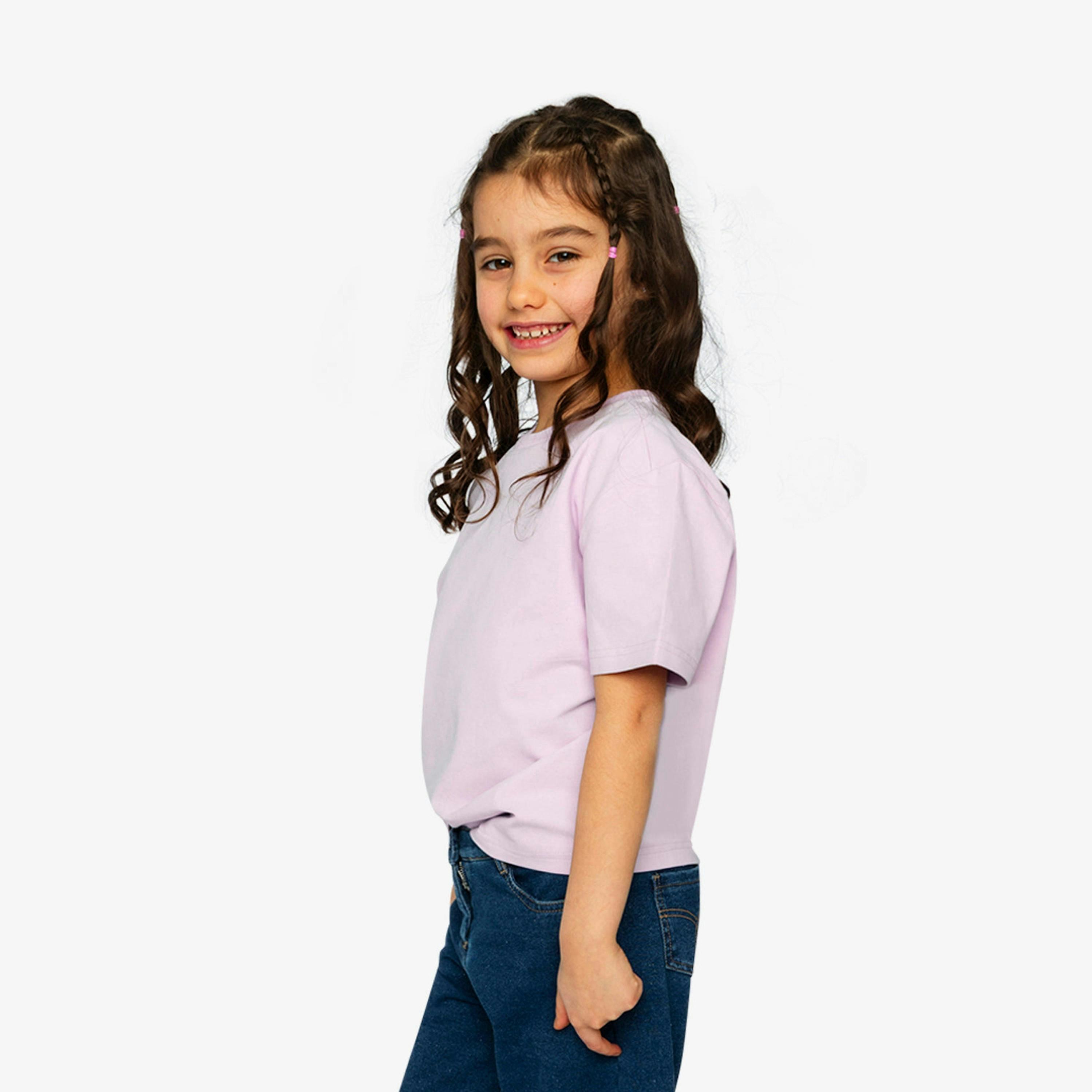 Heavy Jersey Wide Short Sleeve T-Shirt Mauve , view 3 of 6