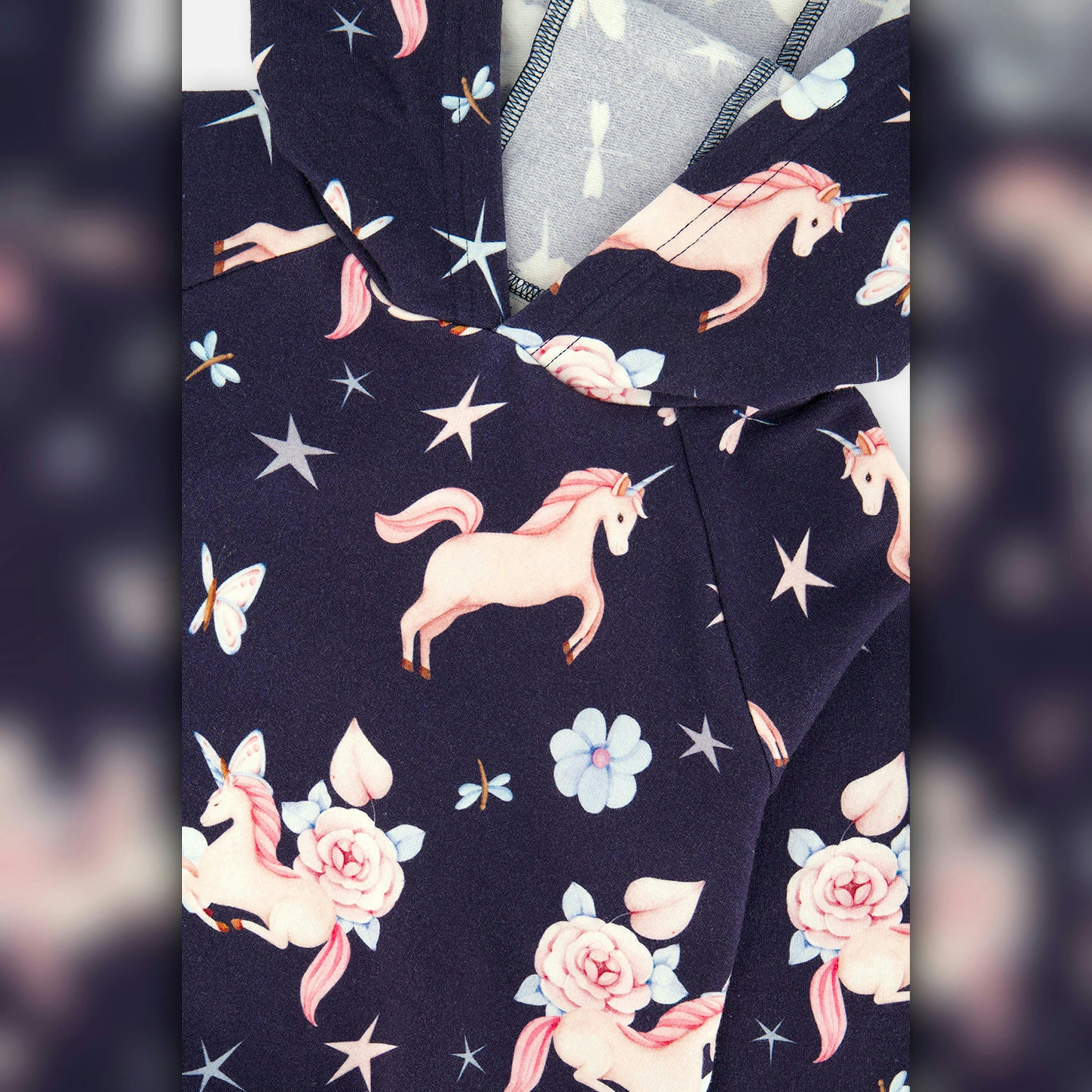Printed Hoodie Purple Unicorn Print , view 6 of 6