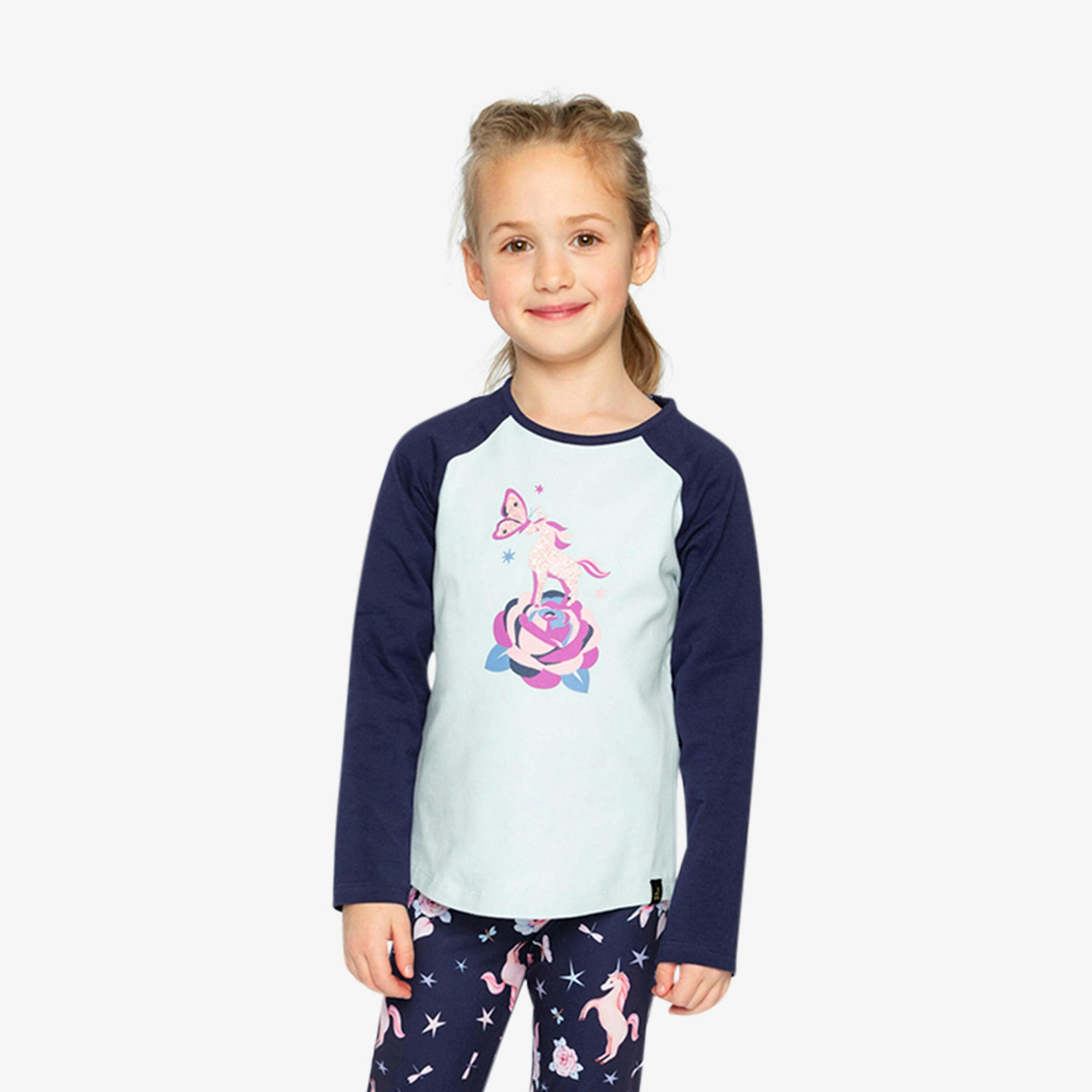Raglan Organic Cotton T-Shirt Dark And Pale Blue , view 2 of 6