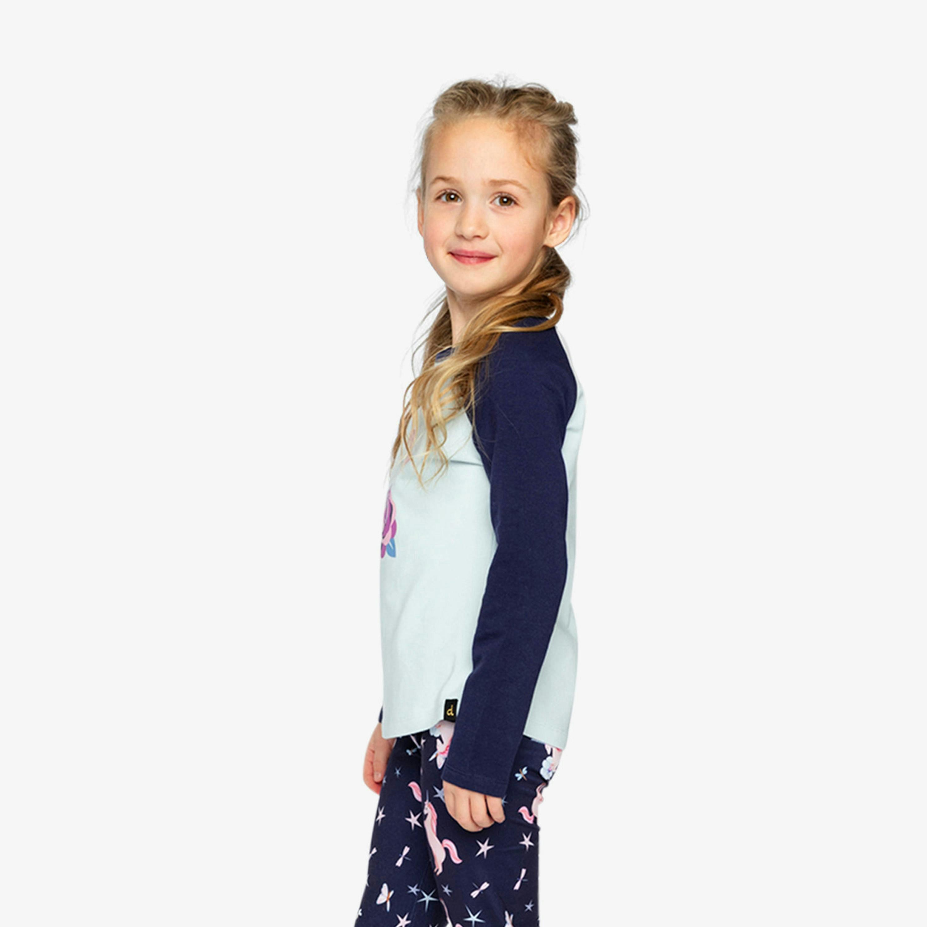 Raglan Organic Cotton T-Shirt Dark And Pale Blue , view 3 of 6