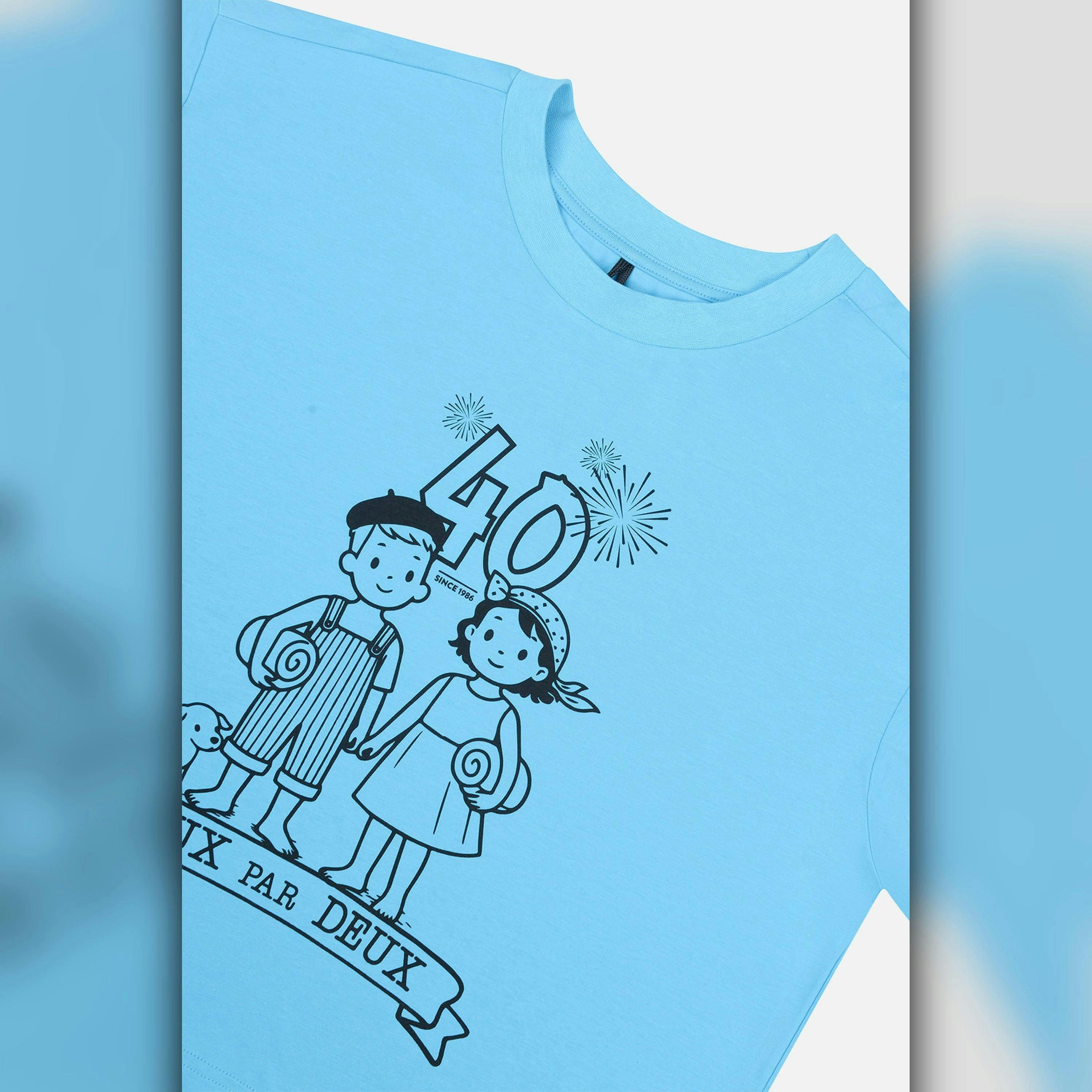 Adult 40Th Anniversary Graphic Boxy T-Shirt Sky Blue , view 4 of 4