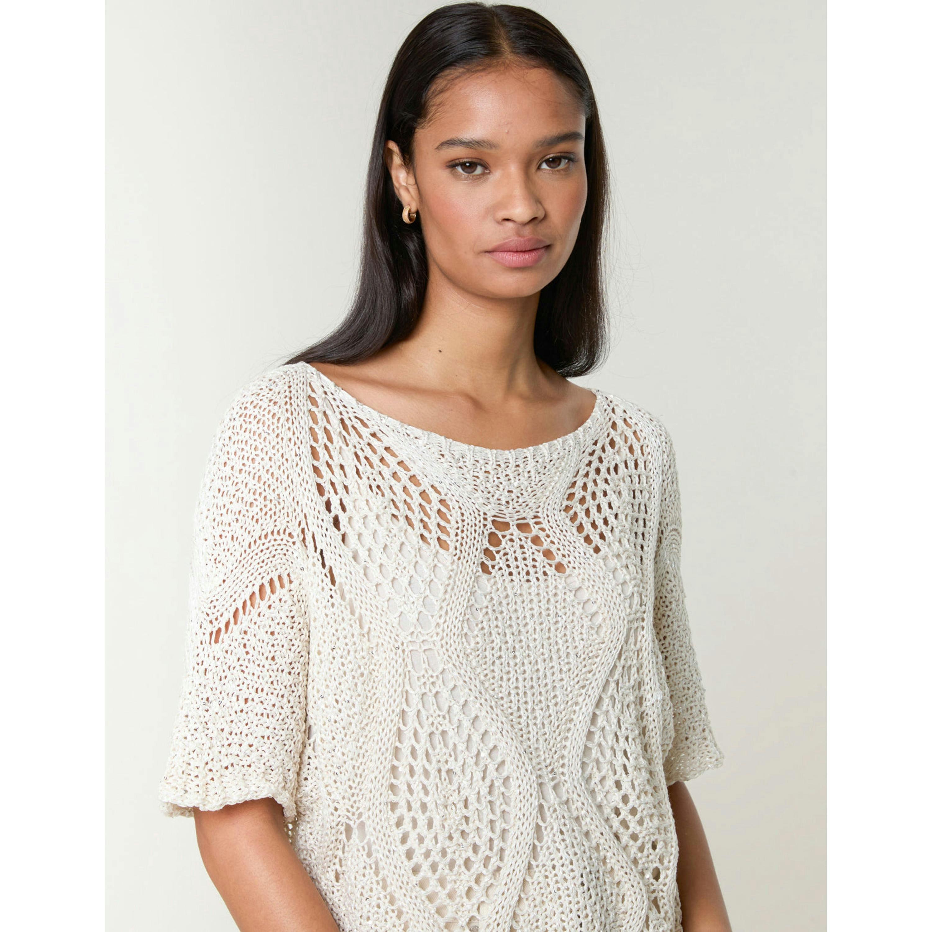 Blue Vanilla Cotton Crochet Knit Jumper  in Beige , view 5 of 5