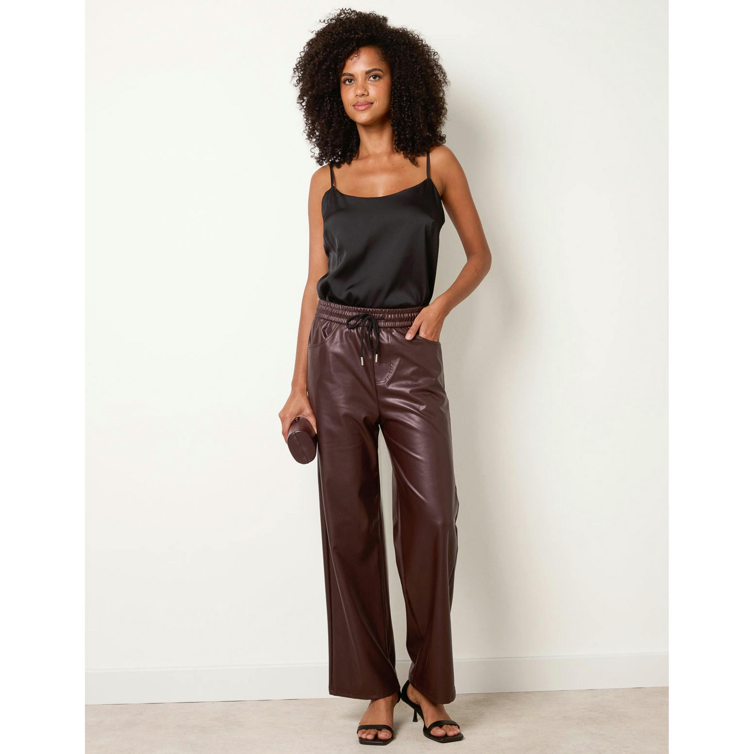 Blue Vanilla PU Wide Leg Trousers  in Brown , view 1 of 4