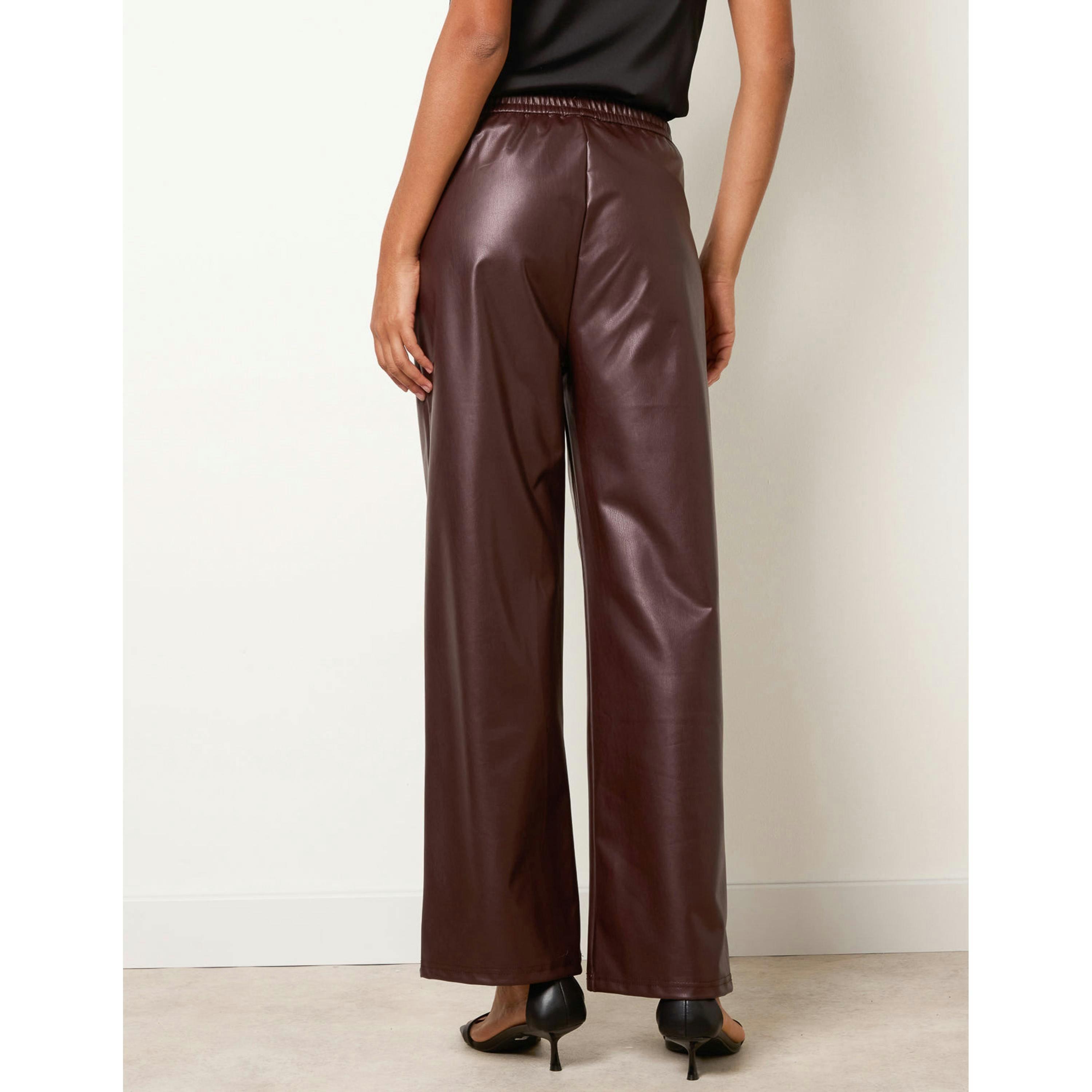 Blue Vanilla PU Wide Leg Trousers  in Brown , view 2 of 4