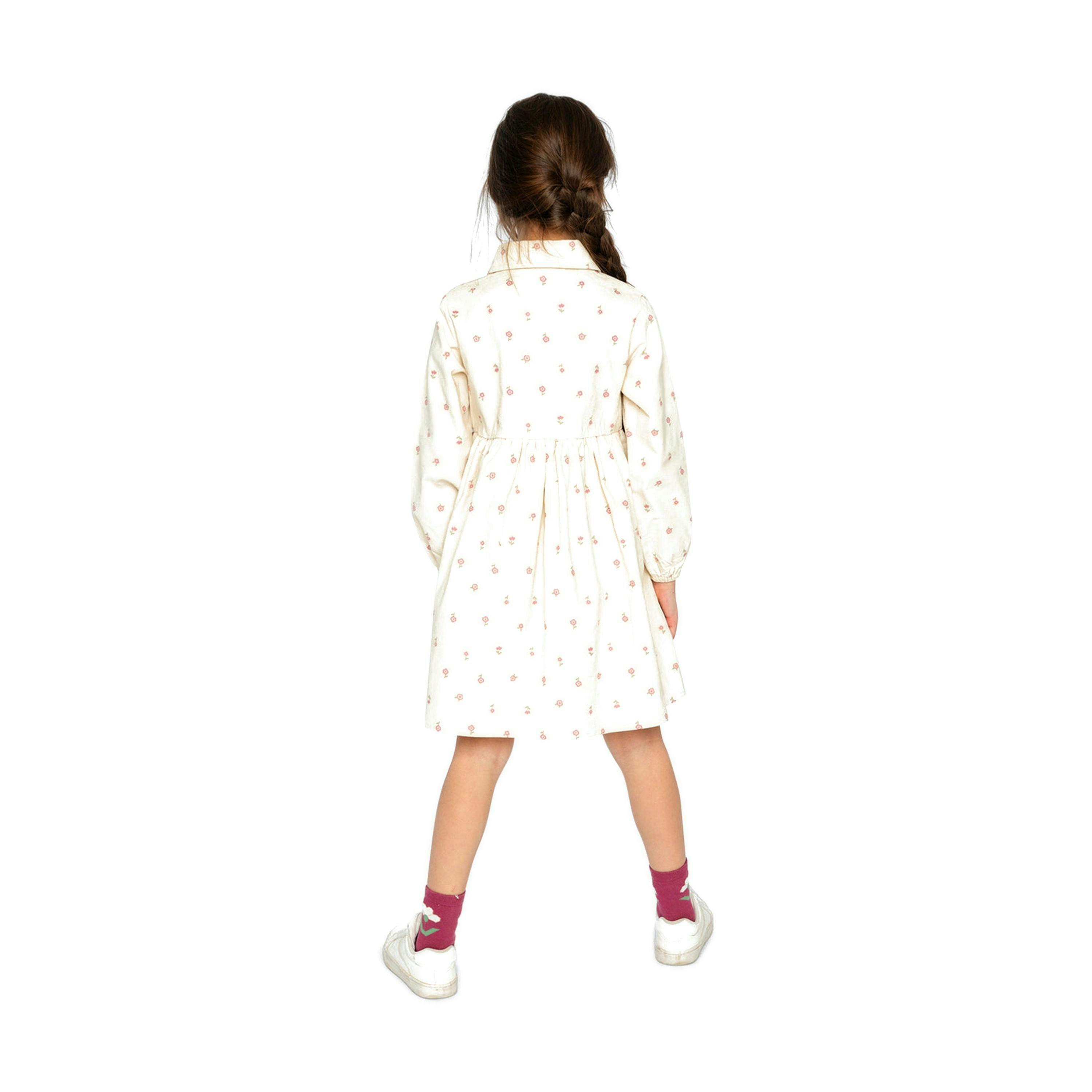 Corduroy Shirt Dress Beige Floral Print , view 4 of 6