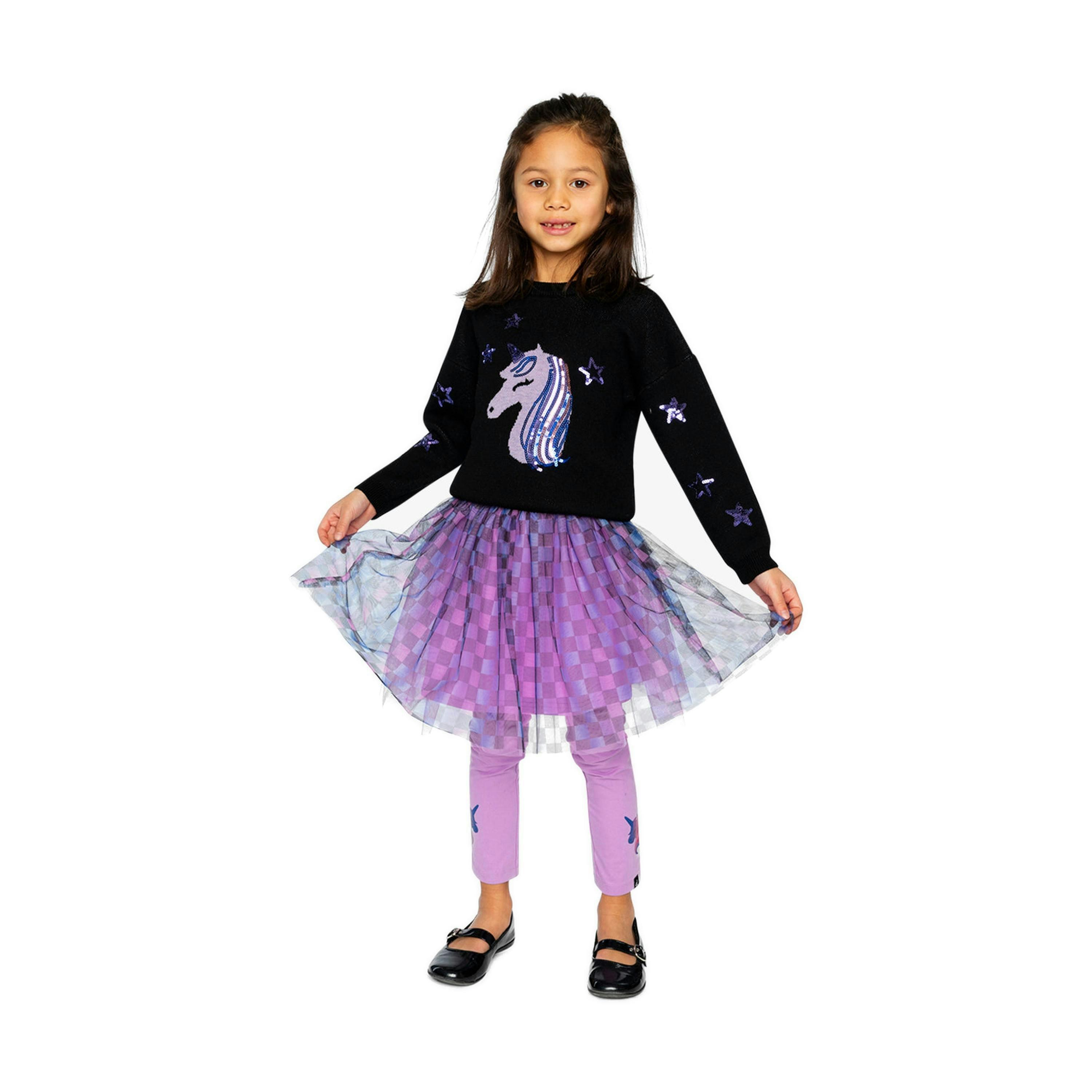 Skirt Black Checkered Print , view 6 of 6