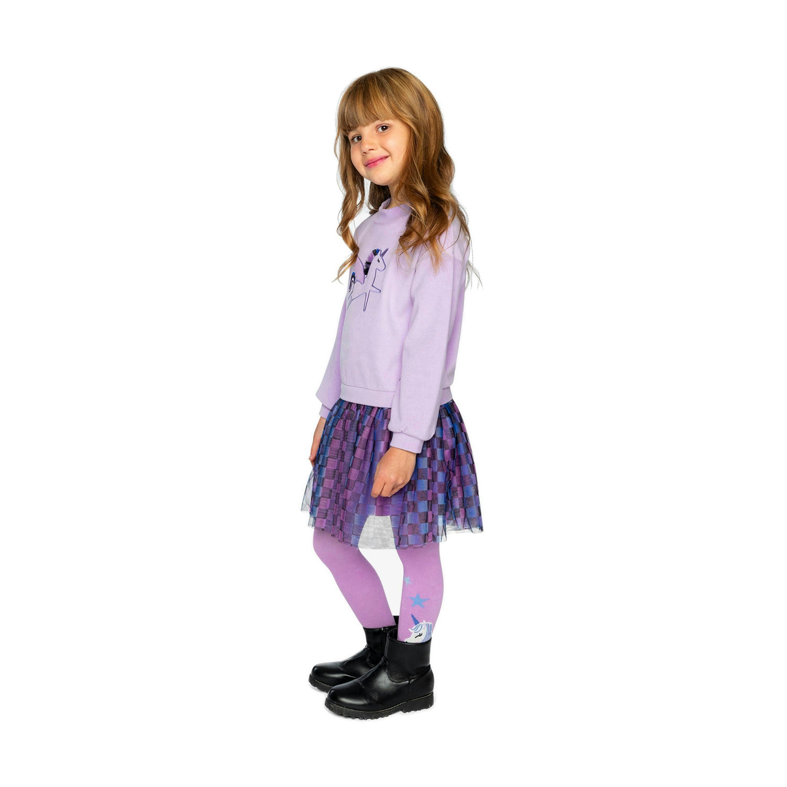 Bi-Material Dress Violet , view 3 of 5