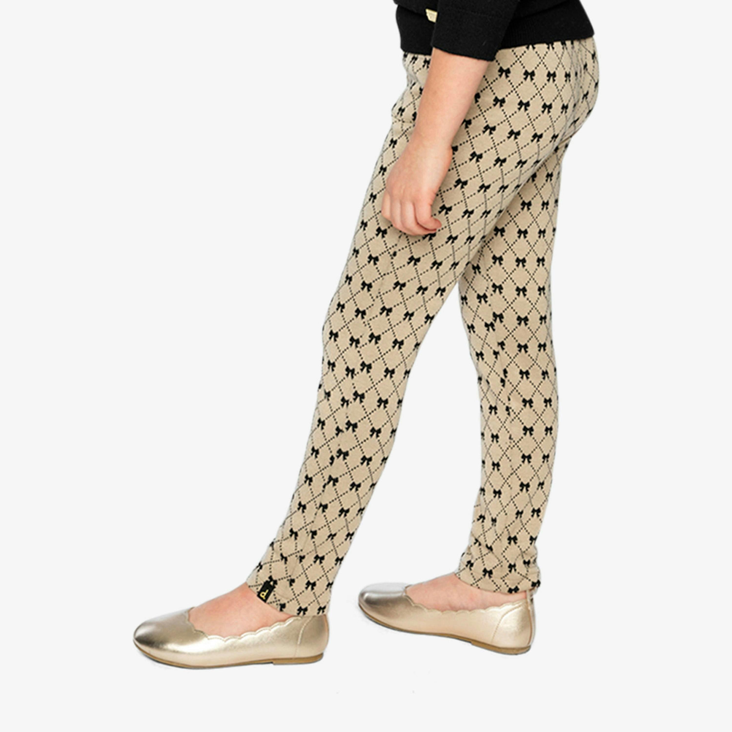 Treggings Beige Bow Tie Print , view 3 of 6