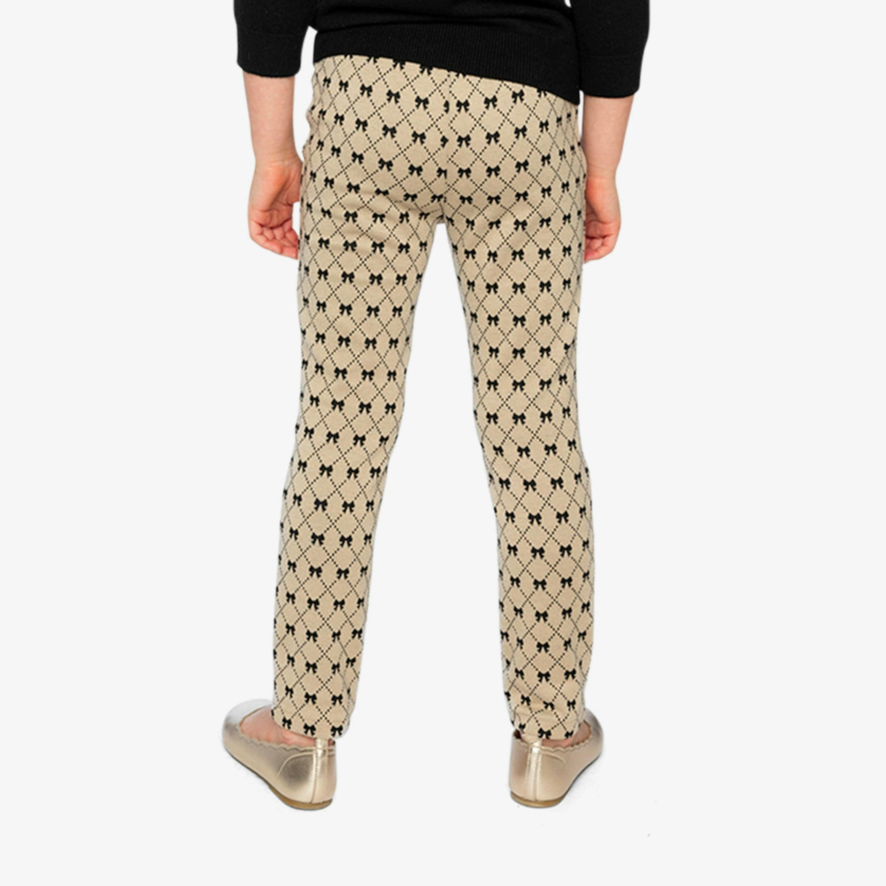 Treggings Beige Bow Tie Print , view 4 of 6