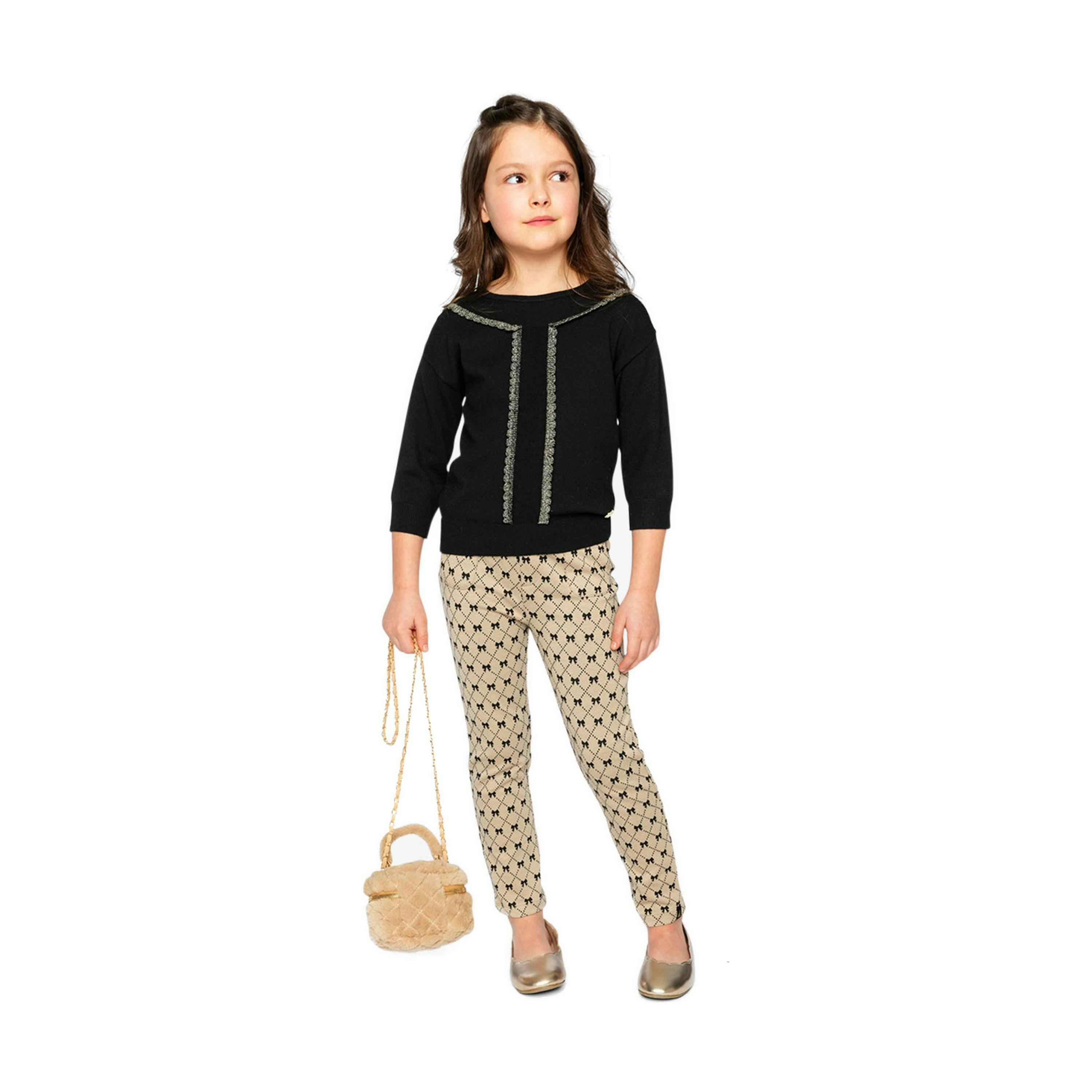 Treggings Beige Bow Tie Print , view 5 of 6