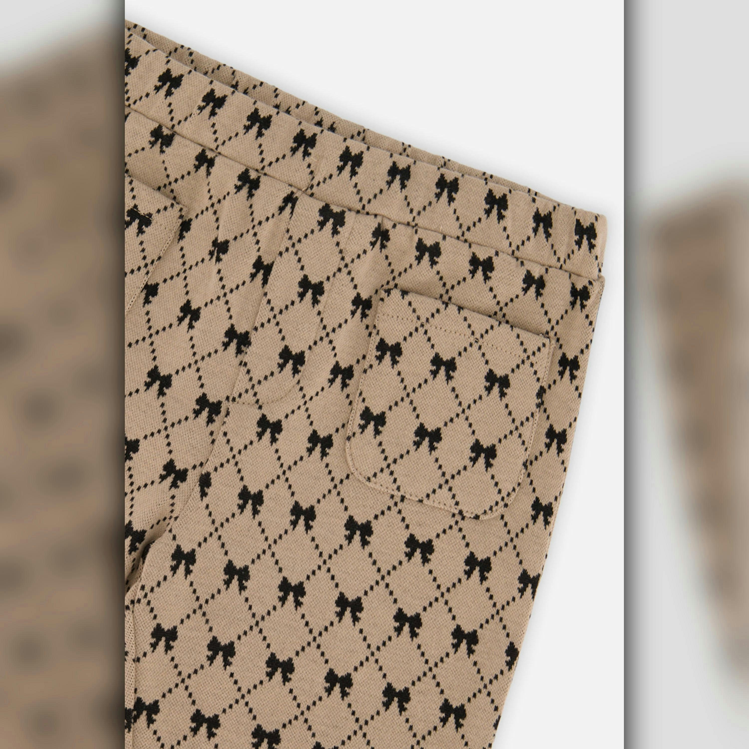 Treggings Beige Bow Tie Print , view 6 of 6