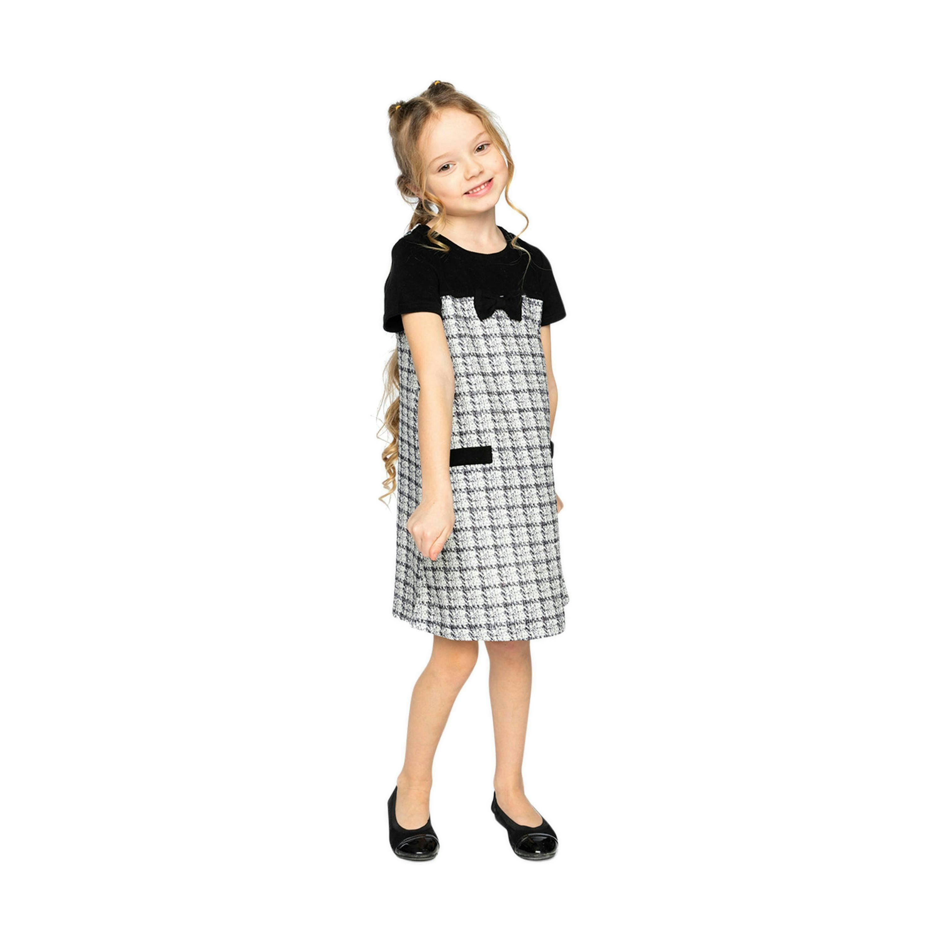 Sleeveless Knitwear A-Line Dress Black And White , view 3 of 5