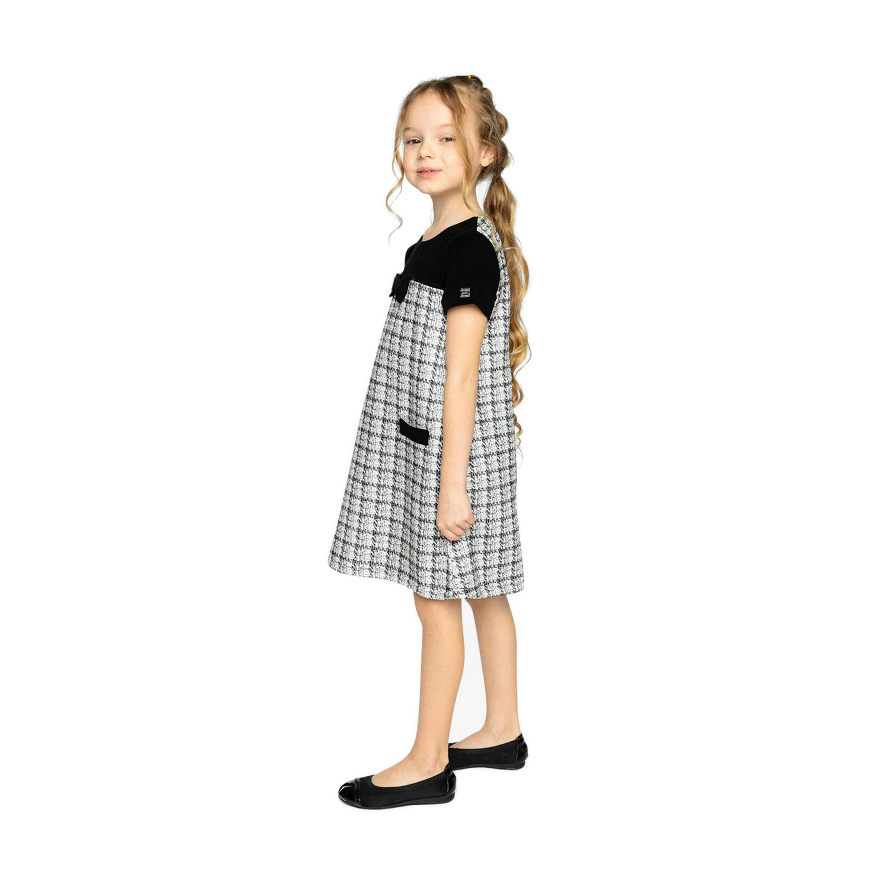 Sleeveless Knitwear A-Line Dress Black And White , view 4 of 5