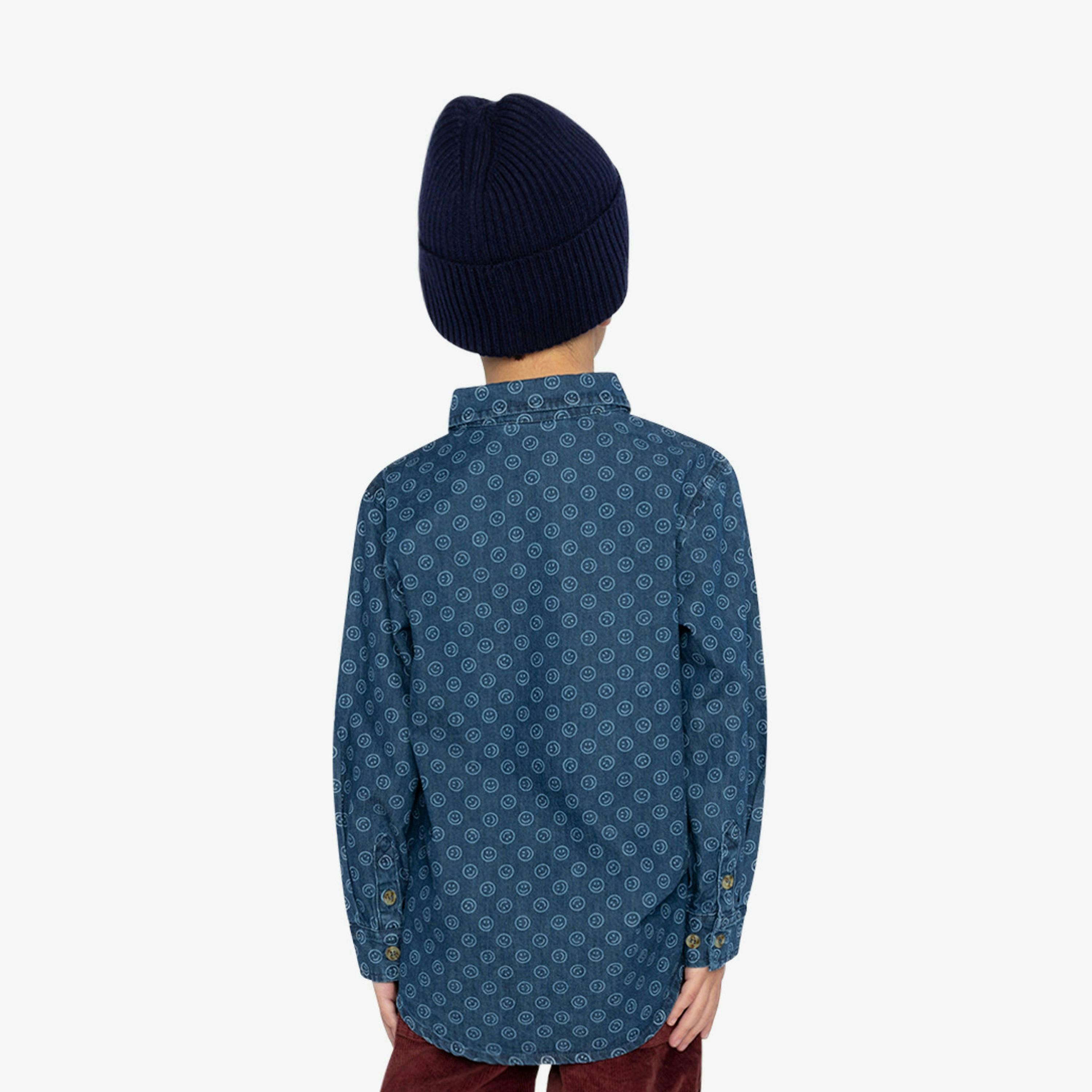 Chambray Shirt Blue Smiley Print , view 3 of 5