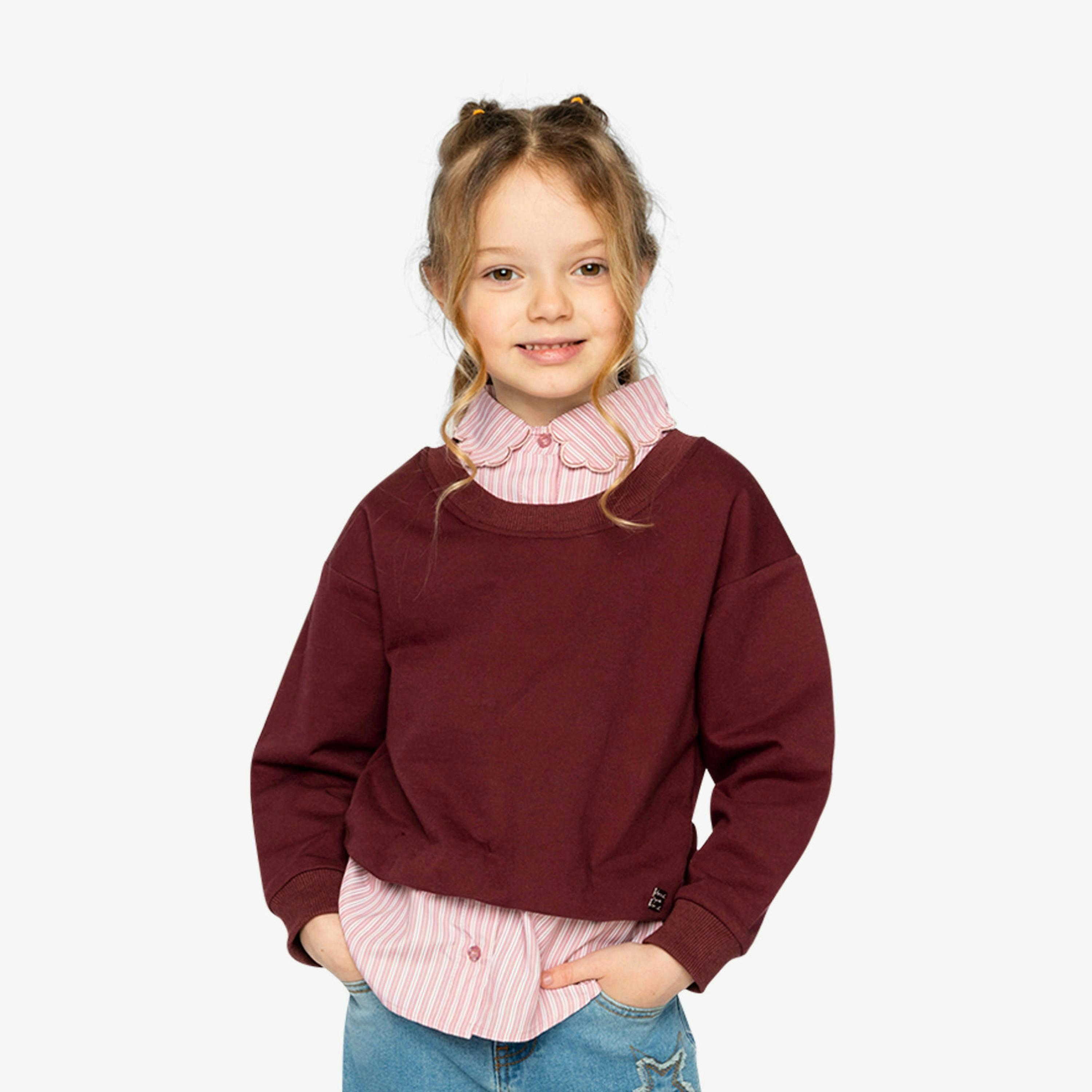 Fake Two Layer Sweater Reddish-Brown , view 2 of 6