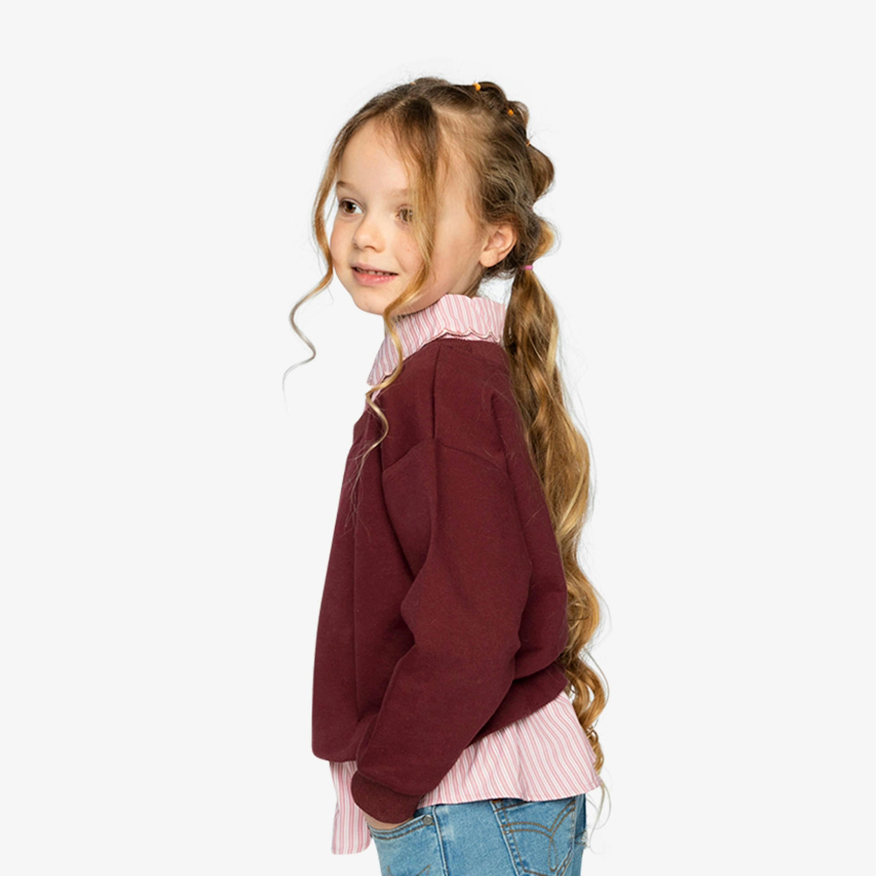 Fake Two Layer Sweater Reddish-Brown , view 3 of 6