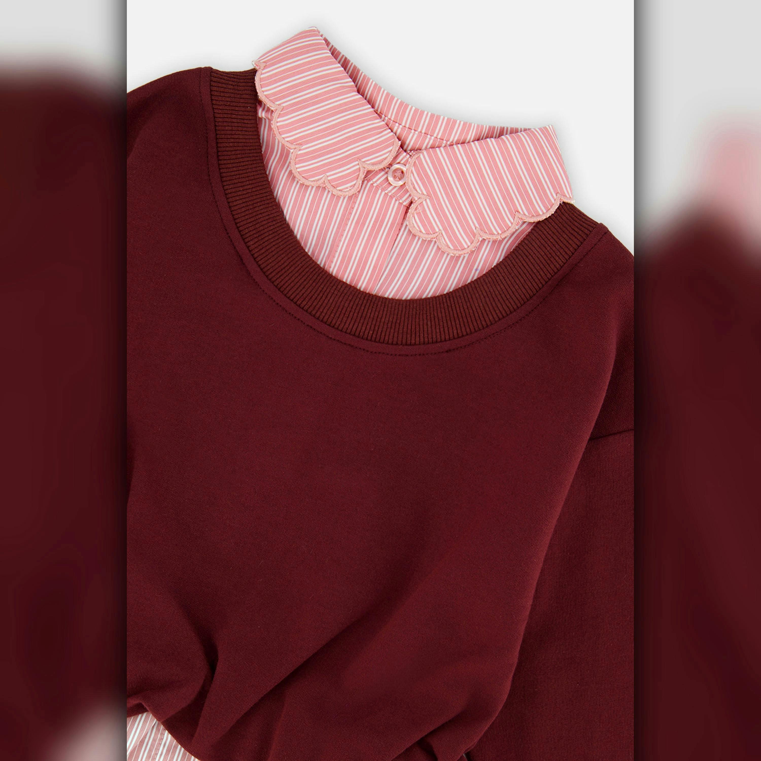 Fake Two Layer Sweater Reddish-Brown , view 6 of 6