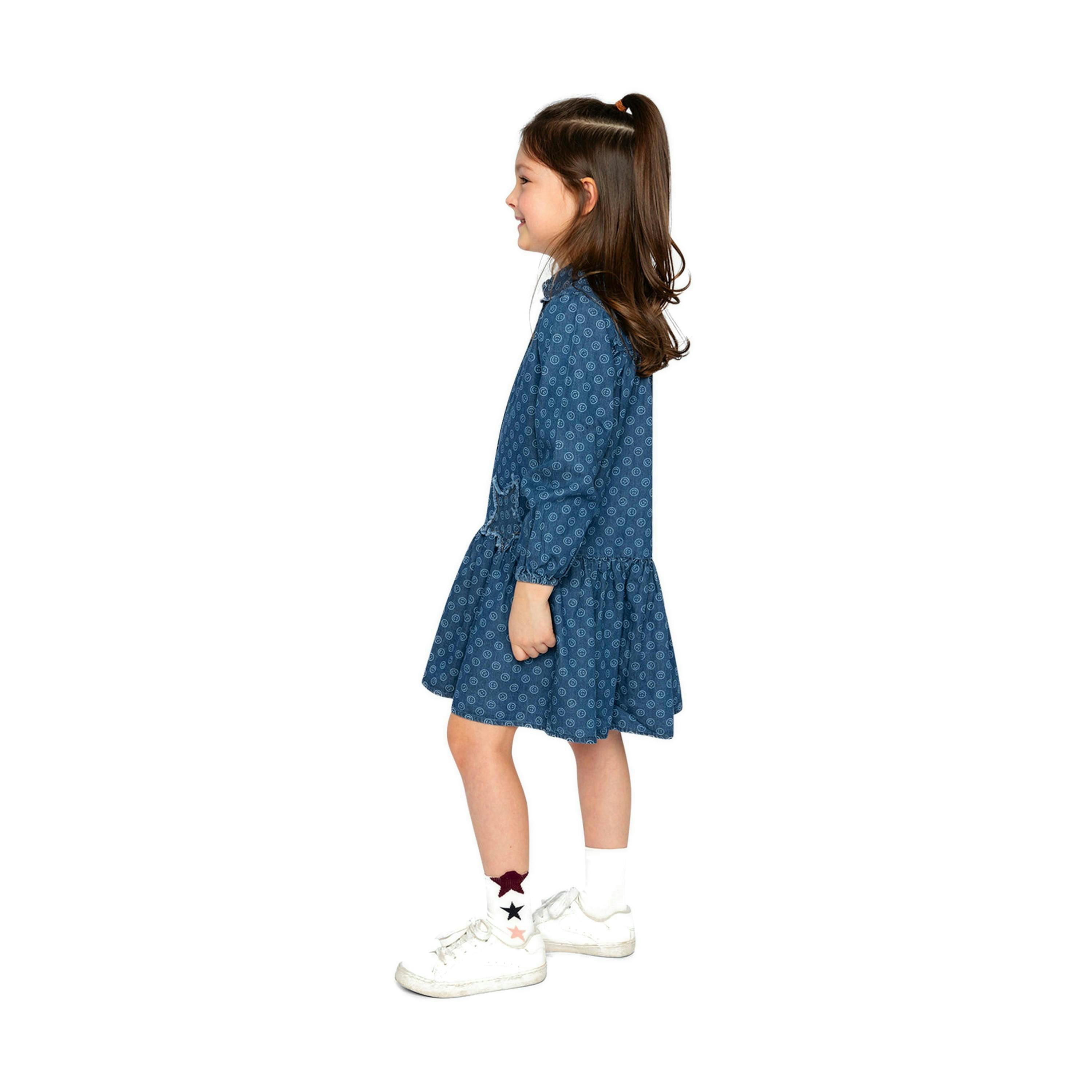 Shirt Dress Blue Smiley Print , view 3 of 5