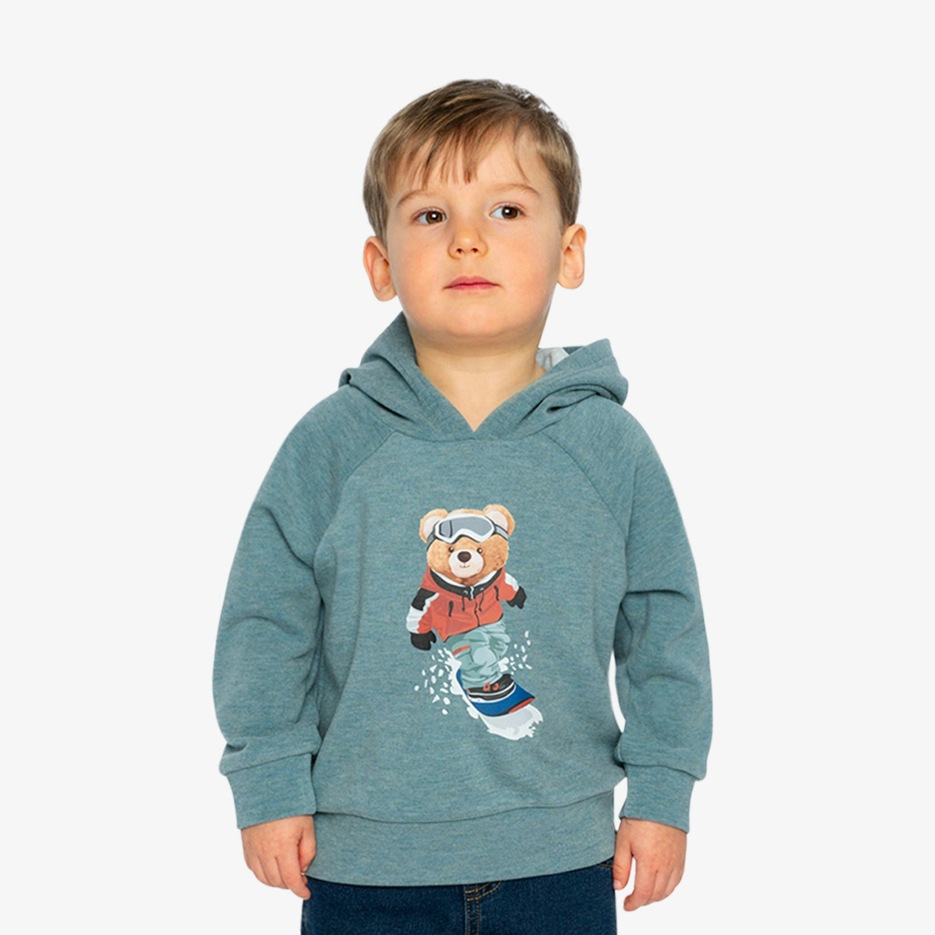 Hoodie With Screenprint Pale Turquoise , view 3 of 5