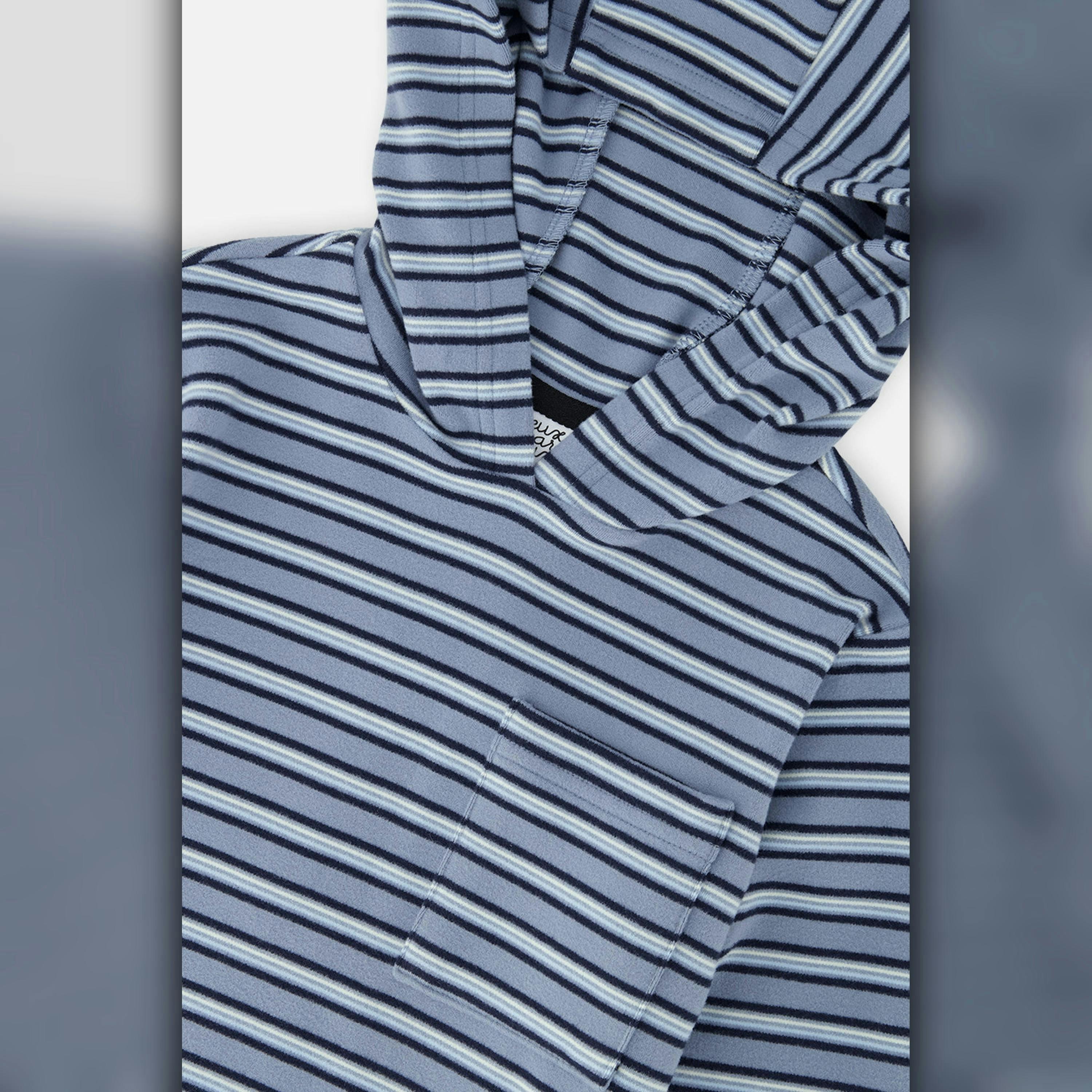 Striped Brushed Jersey Hooded T-Shirt Blue And White , view 4 of 4