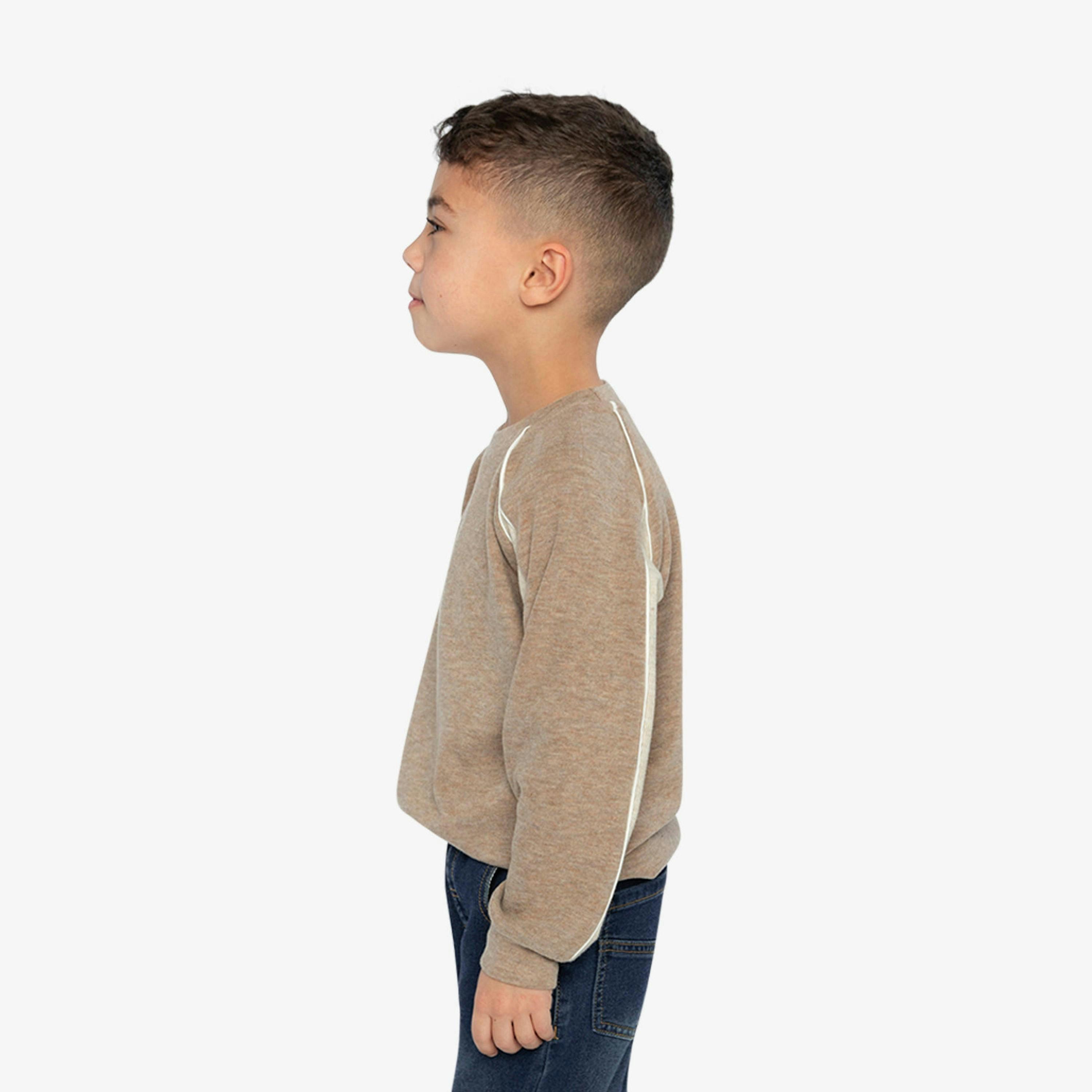 Brushed Jersey Top With Raglan Sleeves Taupe , view 3 of 6