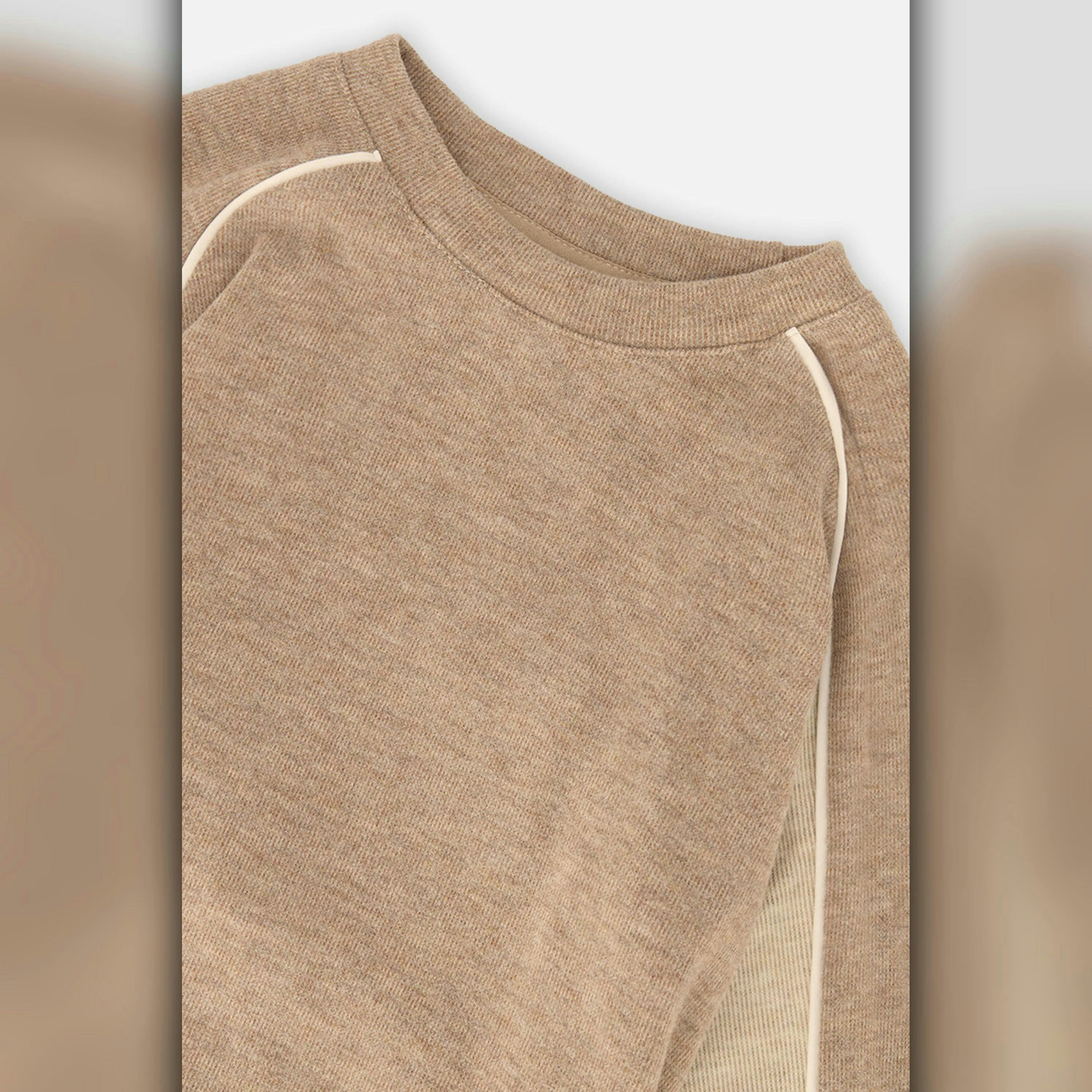 Brushed Jersey Top With Raglan Sleeves Taupe , view 6 of 6