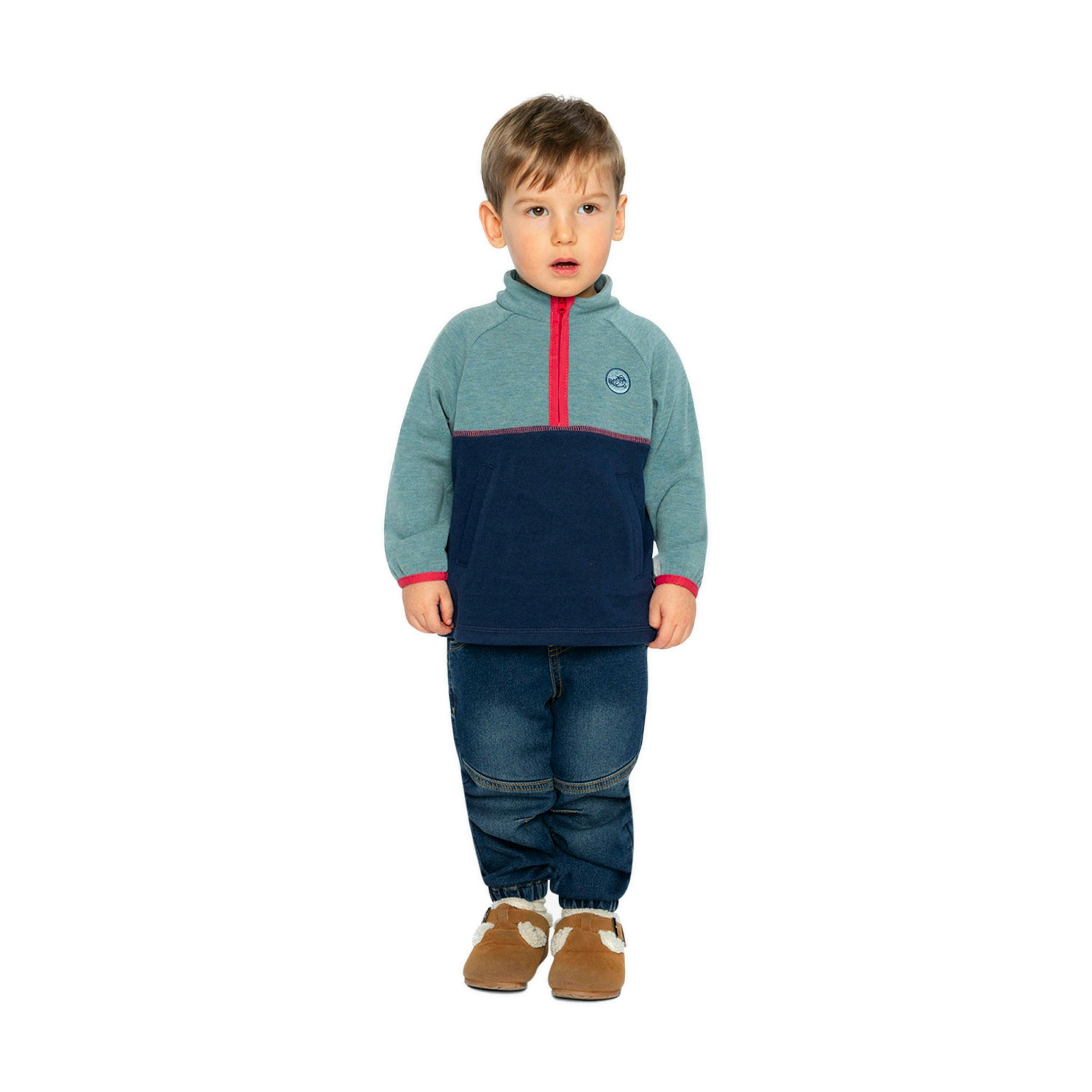 Zip Mock Neck Top Pale Turquoise , view 5 of 6