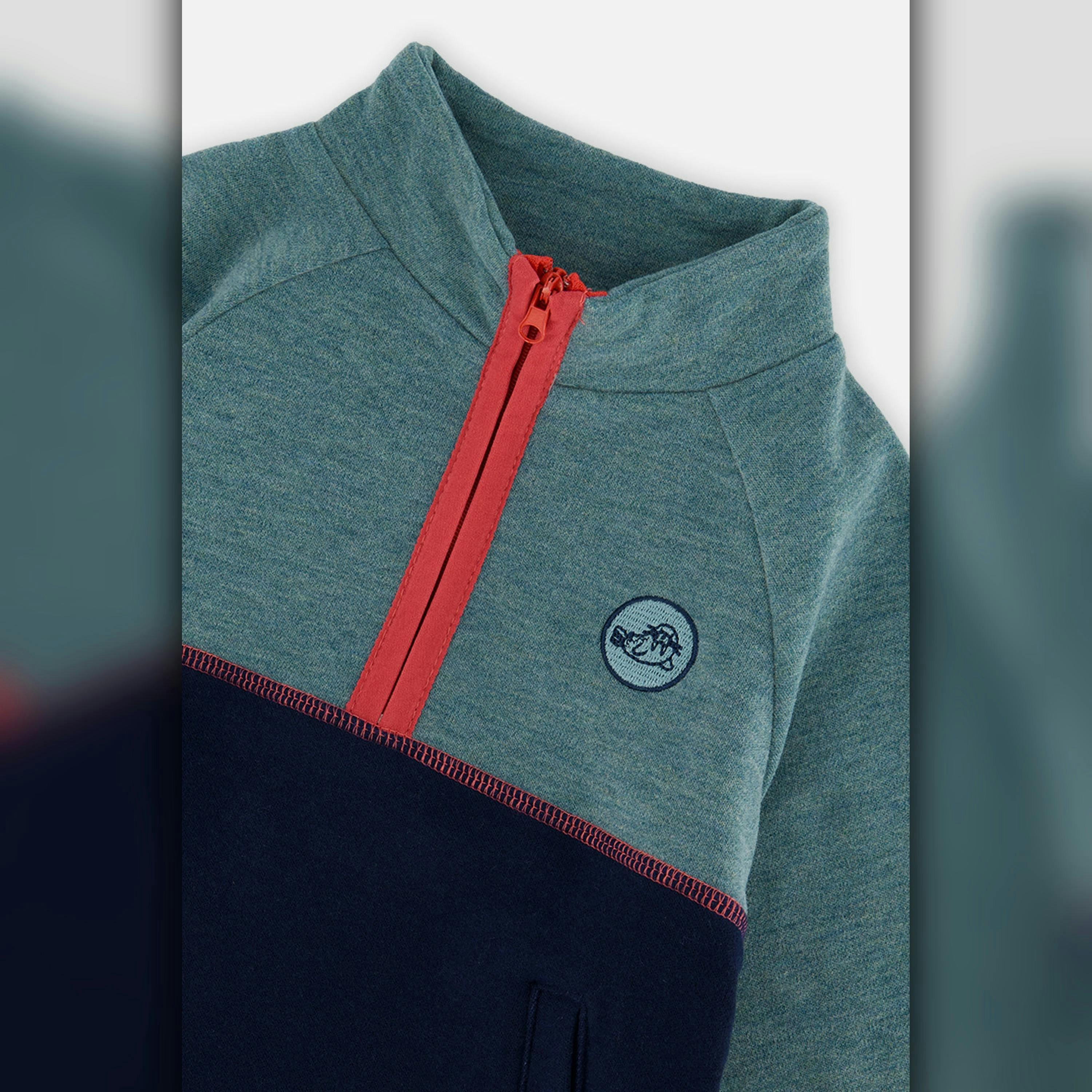 Baby Zip Mock Neck Top Pale Turquoise , view 2 of 2