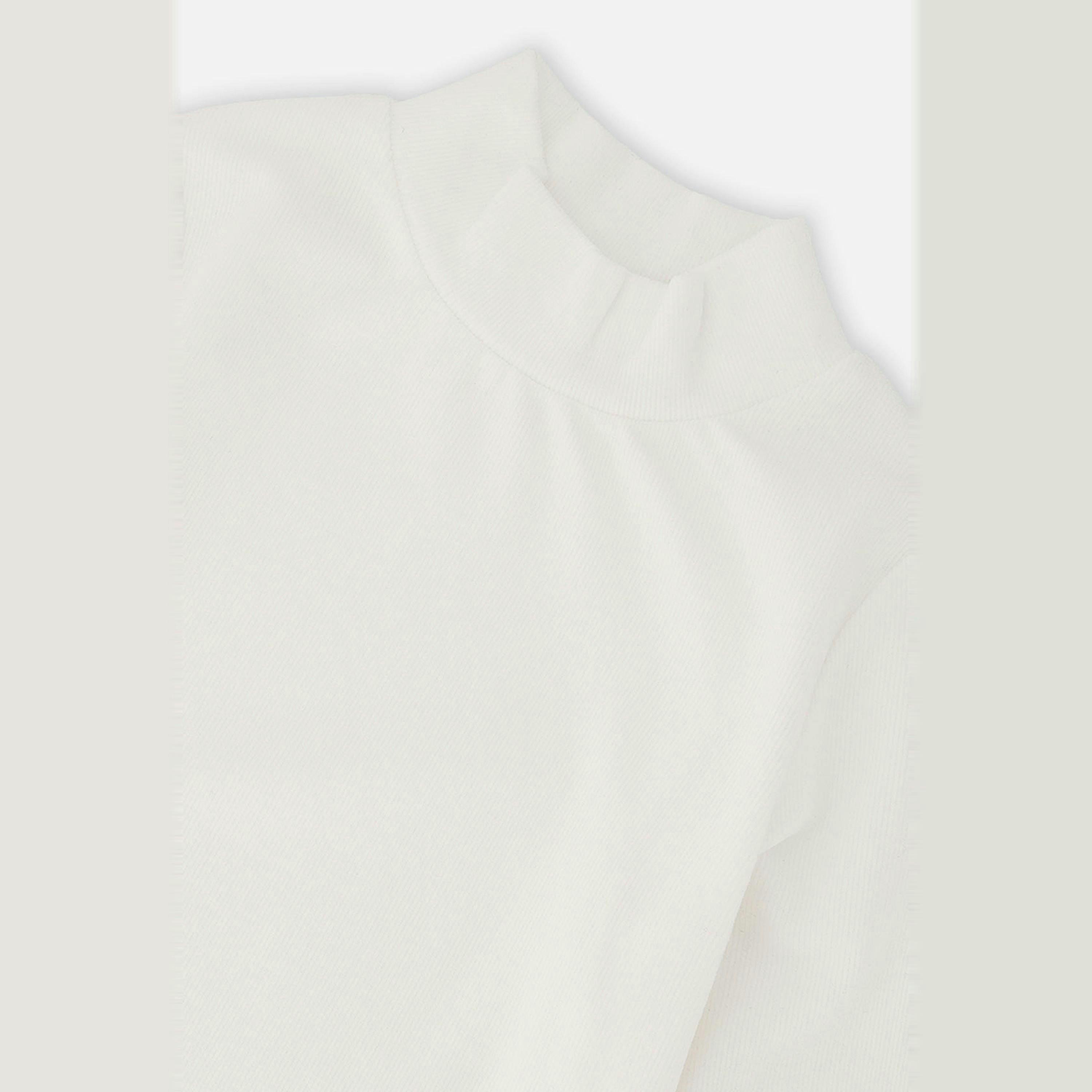 Brushed Rib Mock Neck Top Off-White , view 5 of 5