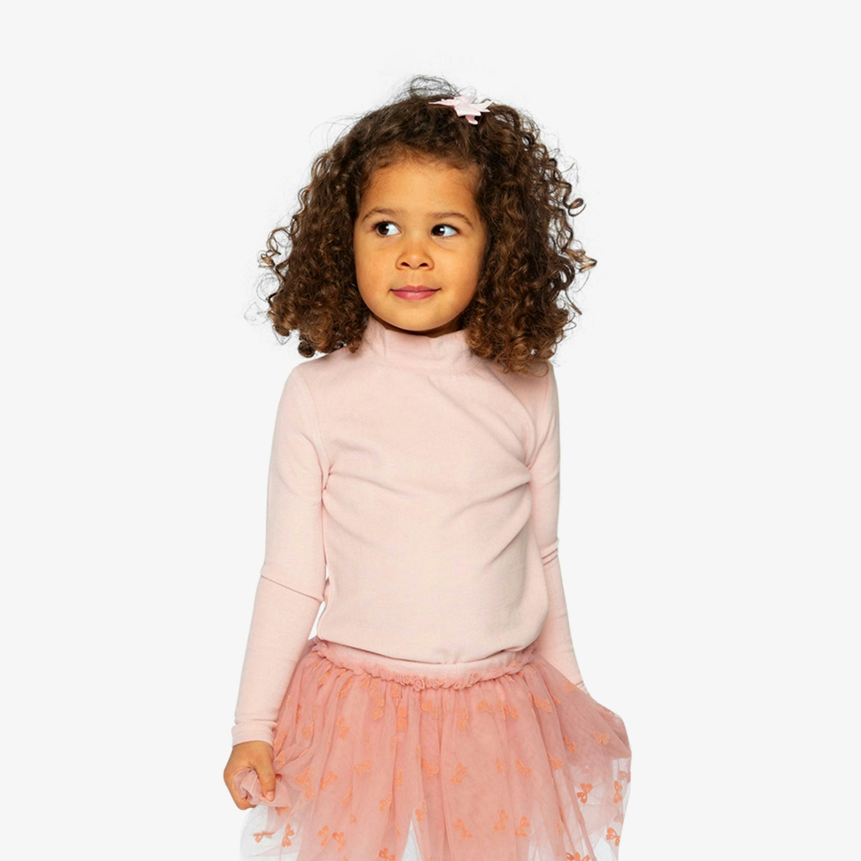 Brushed Rib Mock Neck Top Pale Dusty Pink , view 2 of 6
