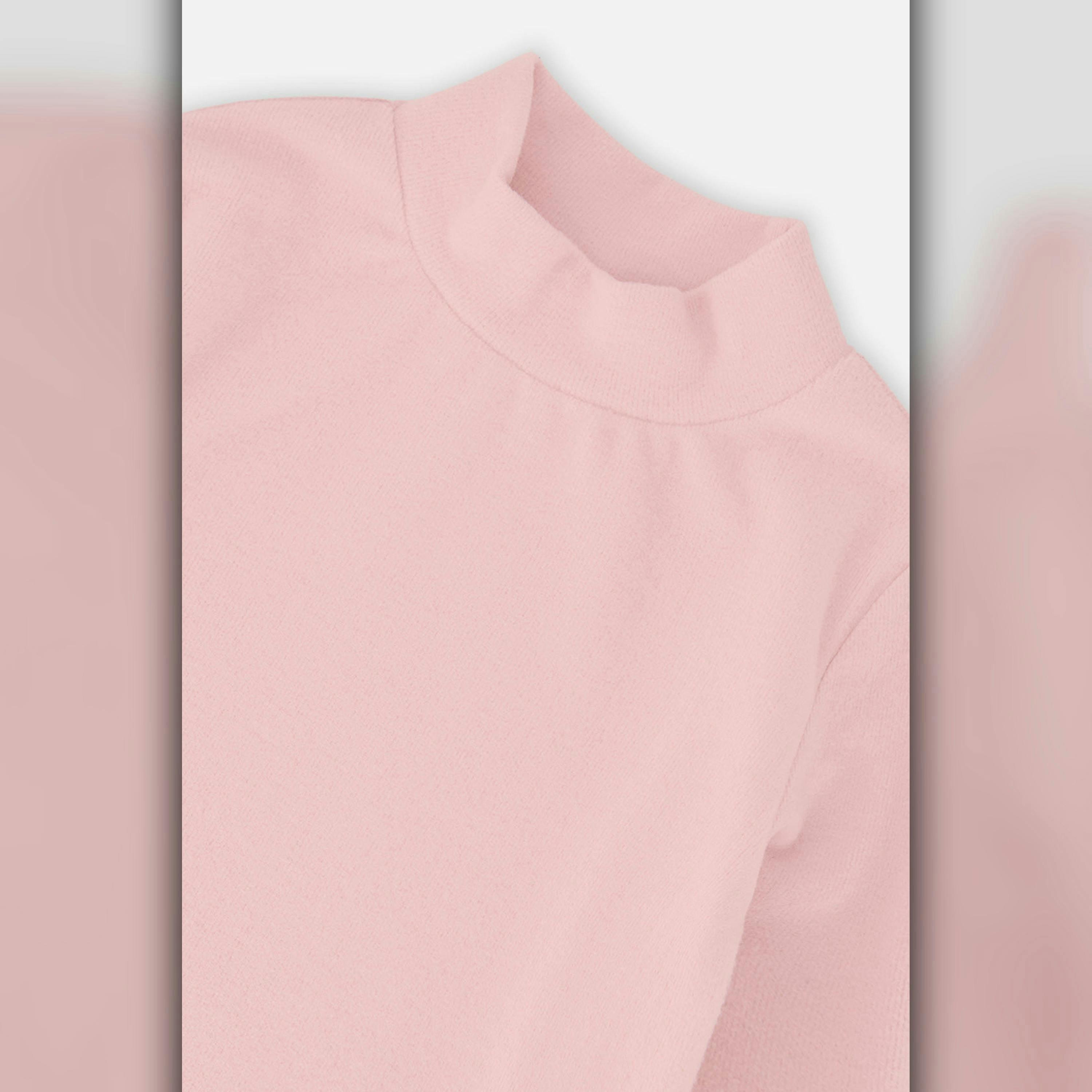 Brushed Rib Mock Neck Top Pale Dusty Pink , view 6 of 6