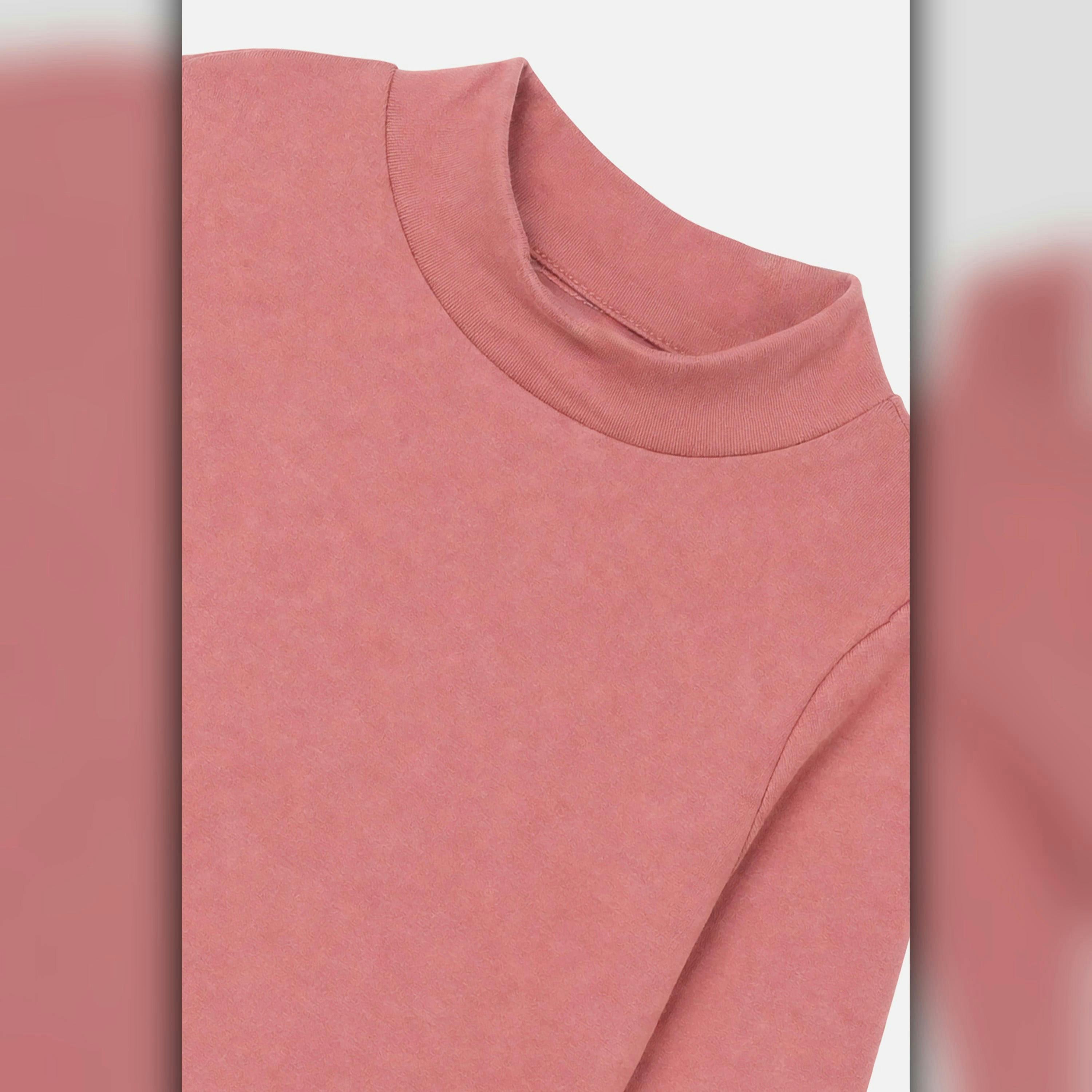 Brushed Rib Mock Neck Top Pink , view 2 of 2