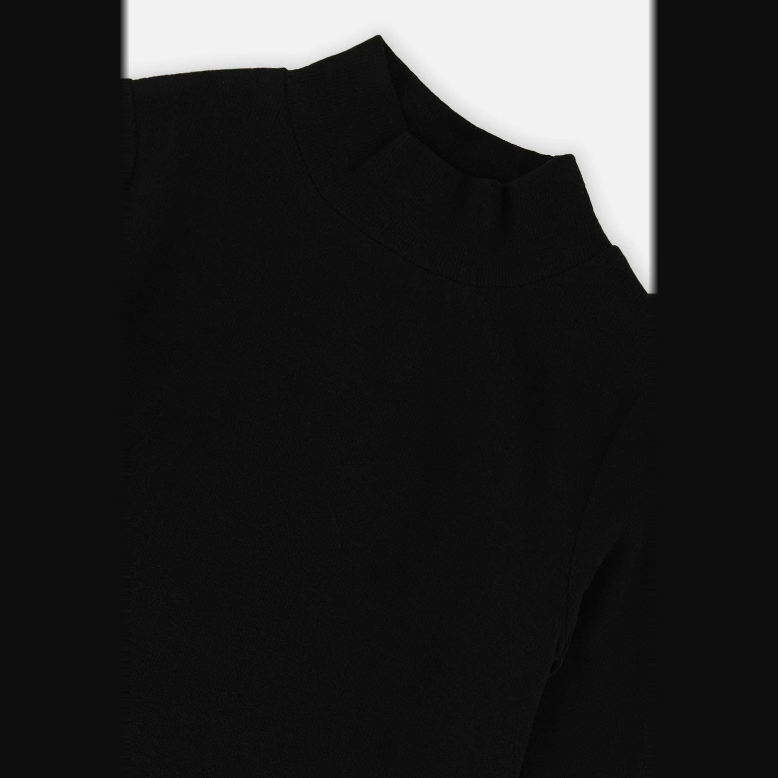 Brushed Rib Mock Neck Top Black , view 5 of 5