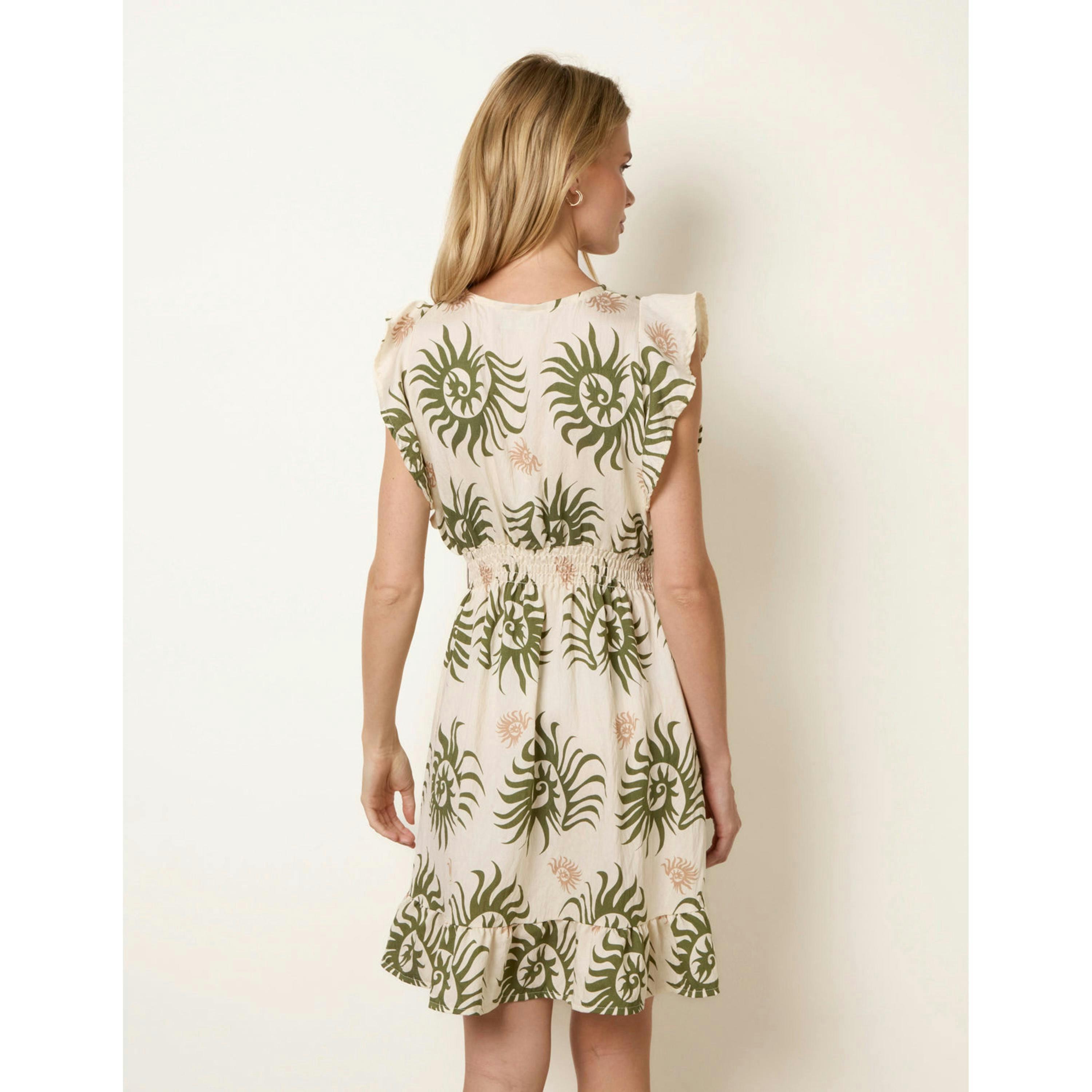 Blue Vanilla Printed Crossover Dress  in Beige , view 2 of 4