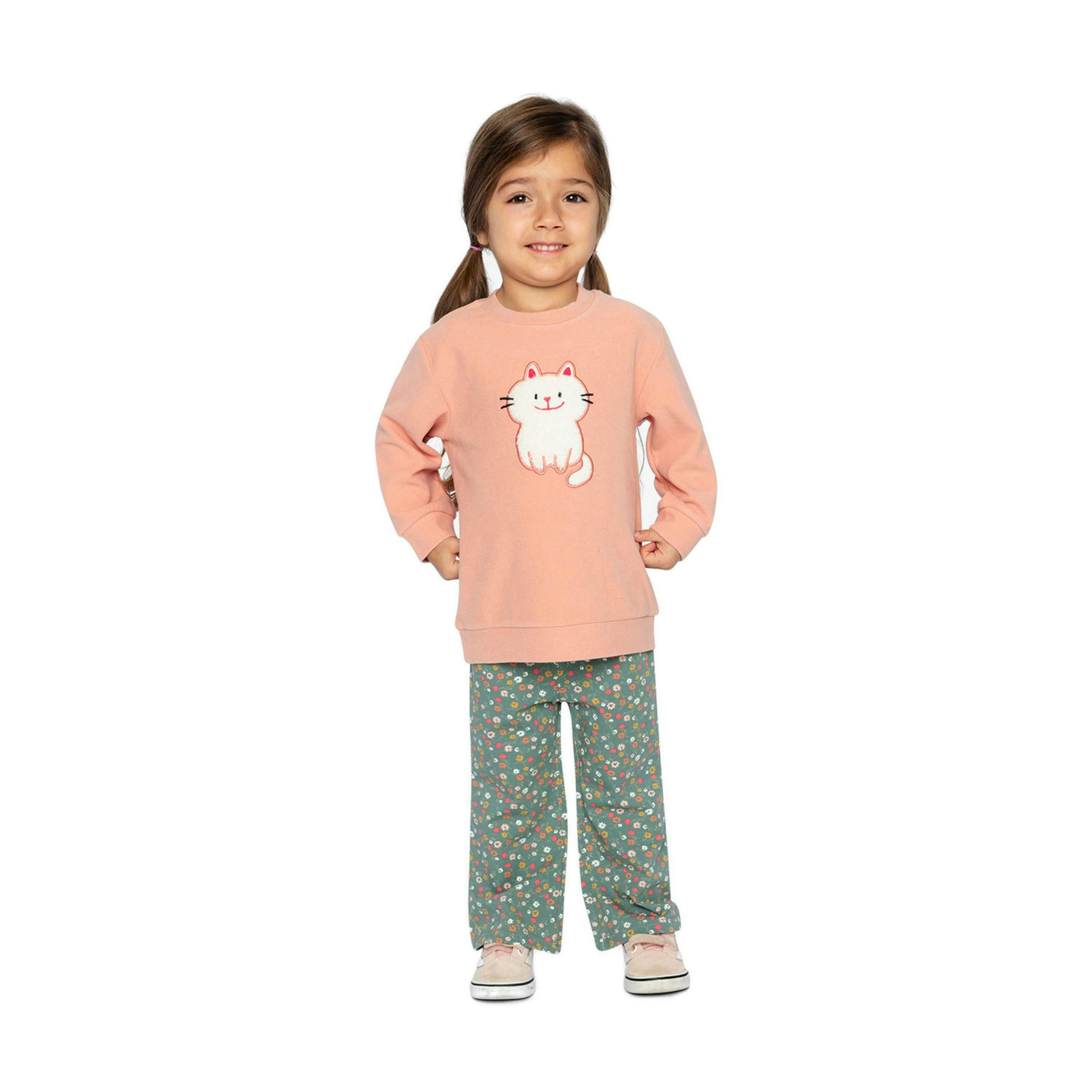 Tunic And Leggings Set Pale Pink And Green Floral Print , view 3 of 6
