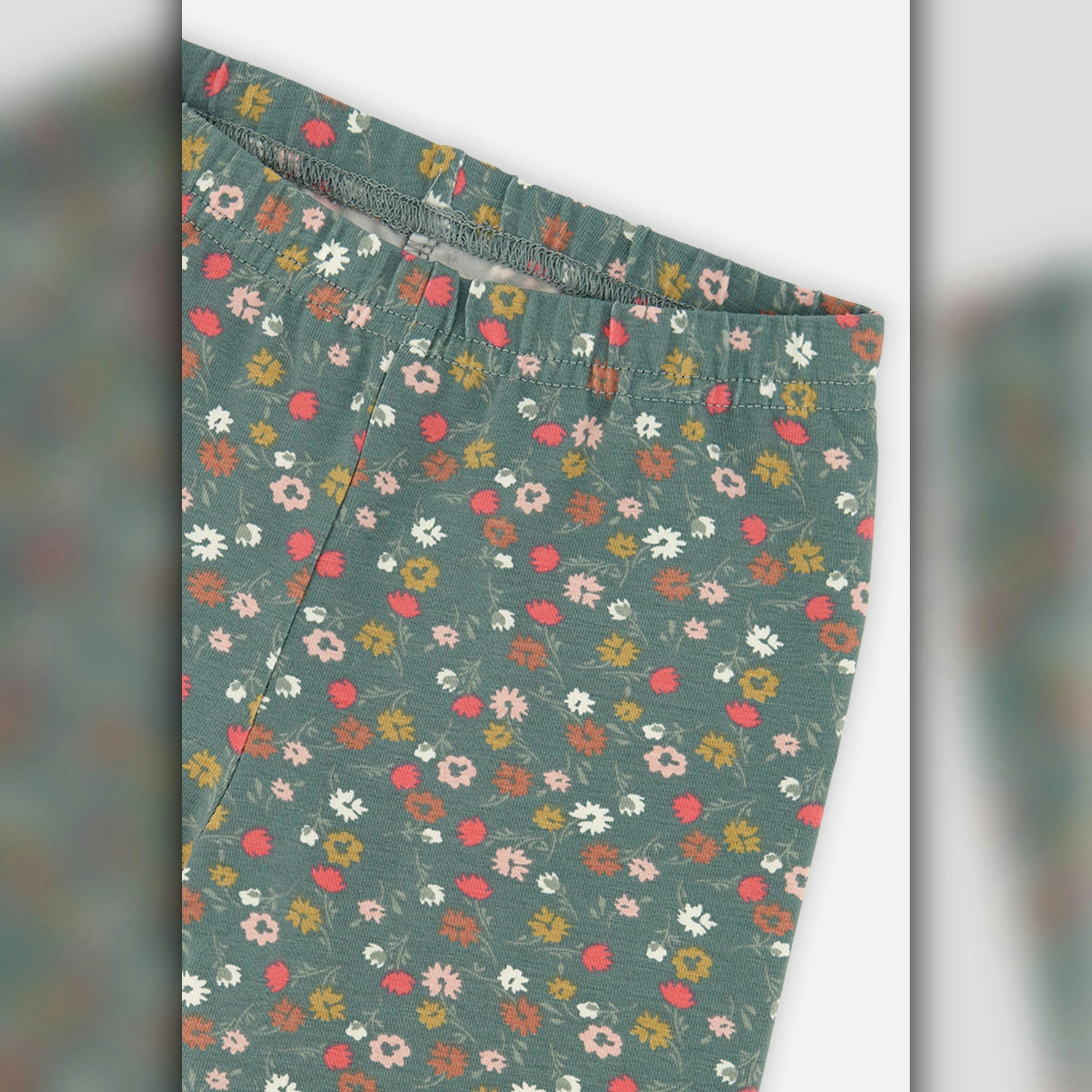 Baby Organic Cotton Leggings Green Floral Print , view 2 of 2