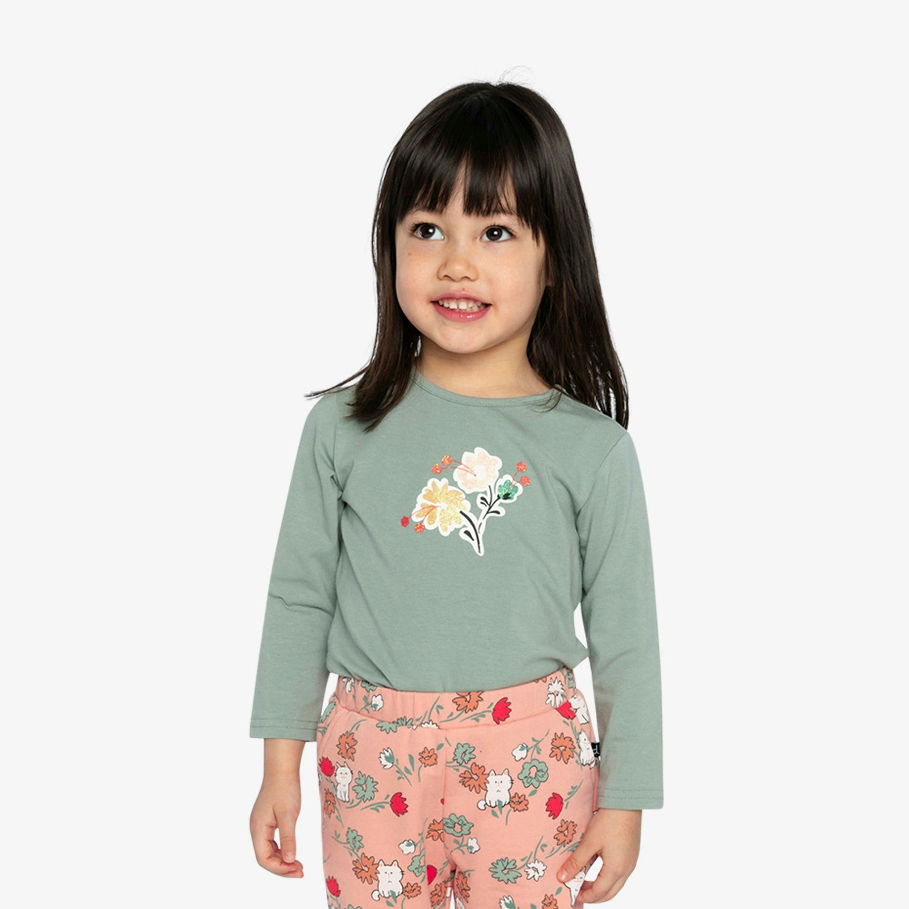 Organic Cotton Long Sleeve T-Shirt Sage Green , view 3 of 5